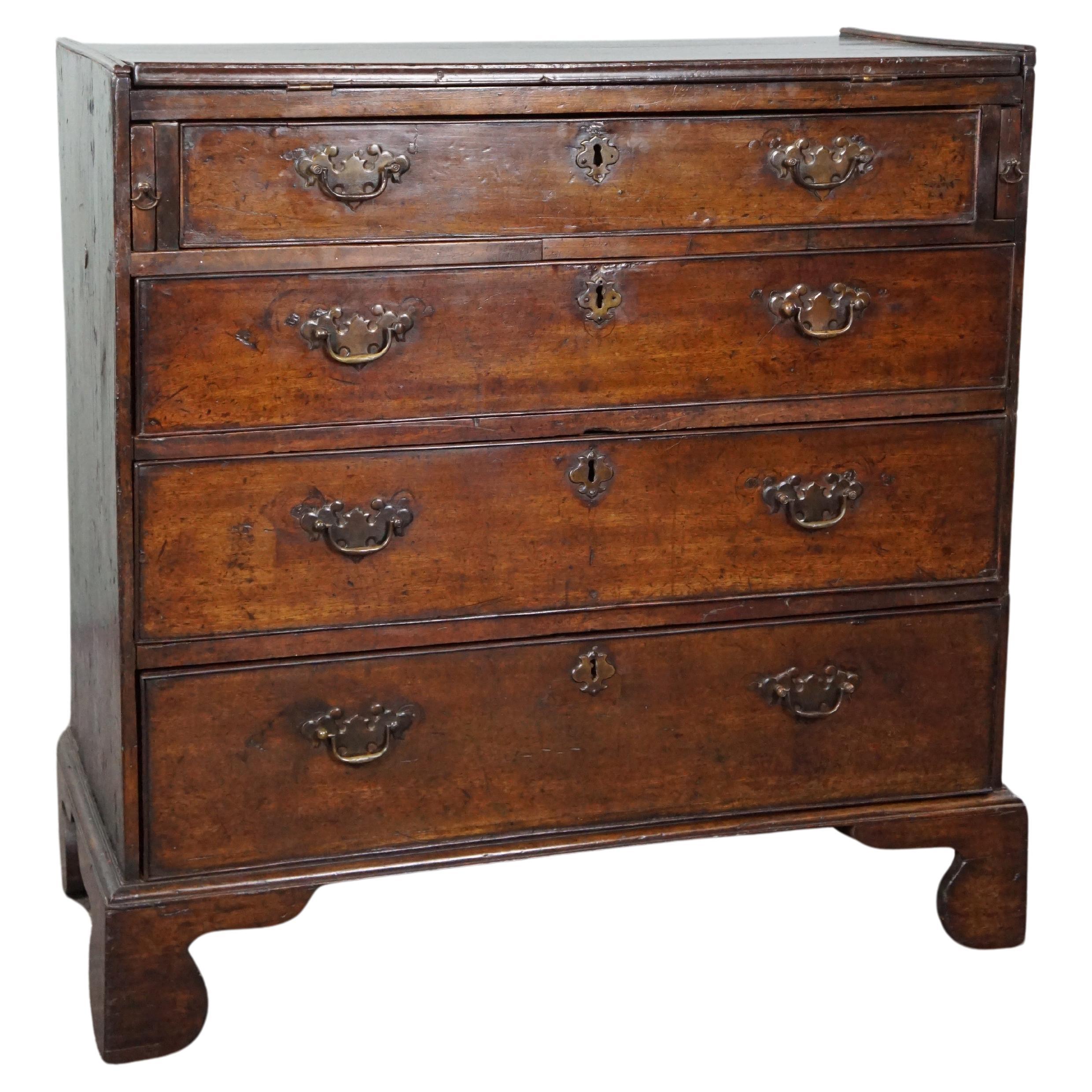 18th-century English oak chest of drawers/Bachelor Chest For Sale