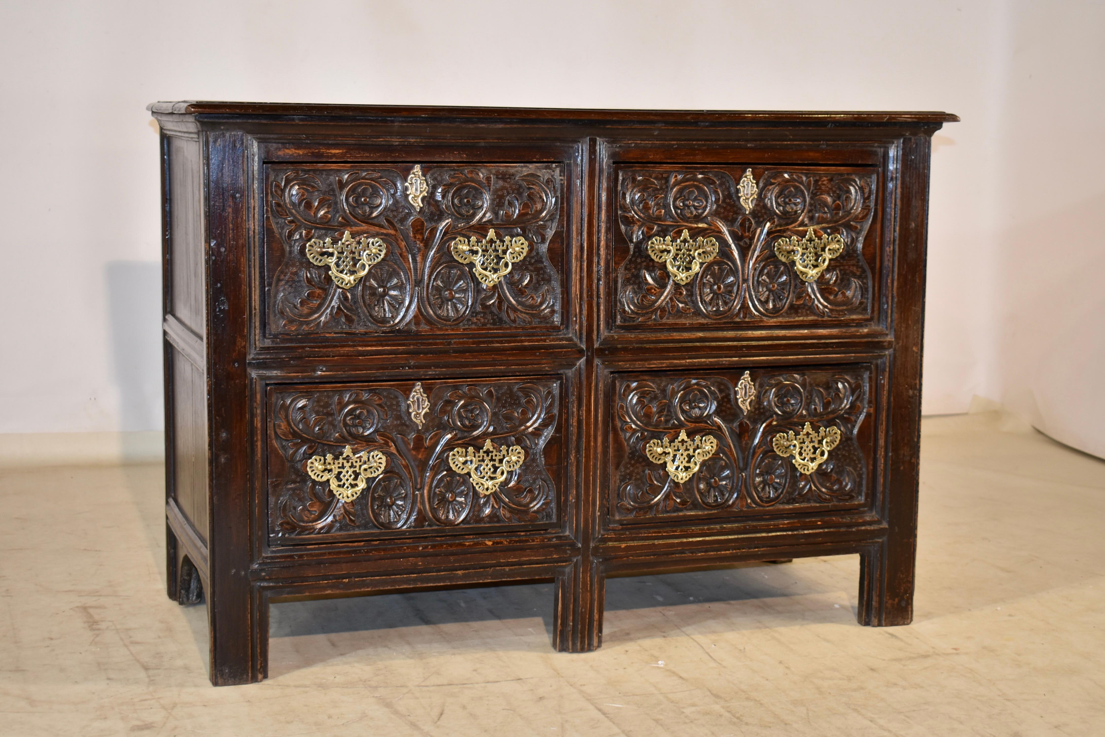 Georgian 18th Century English Oak Chest of Drawers For Sale