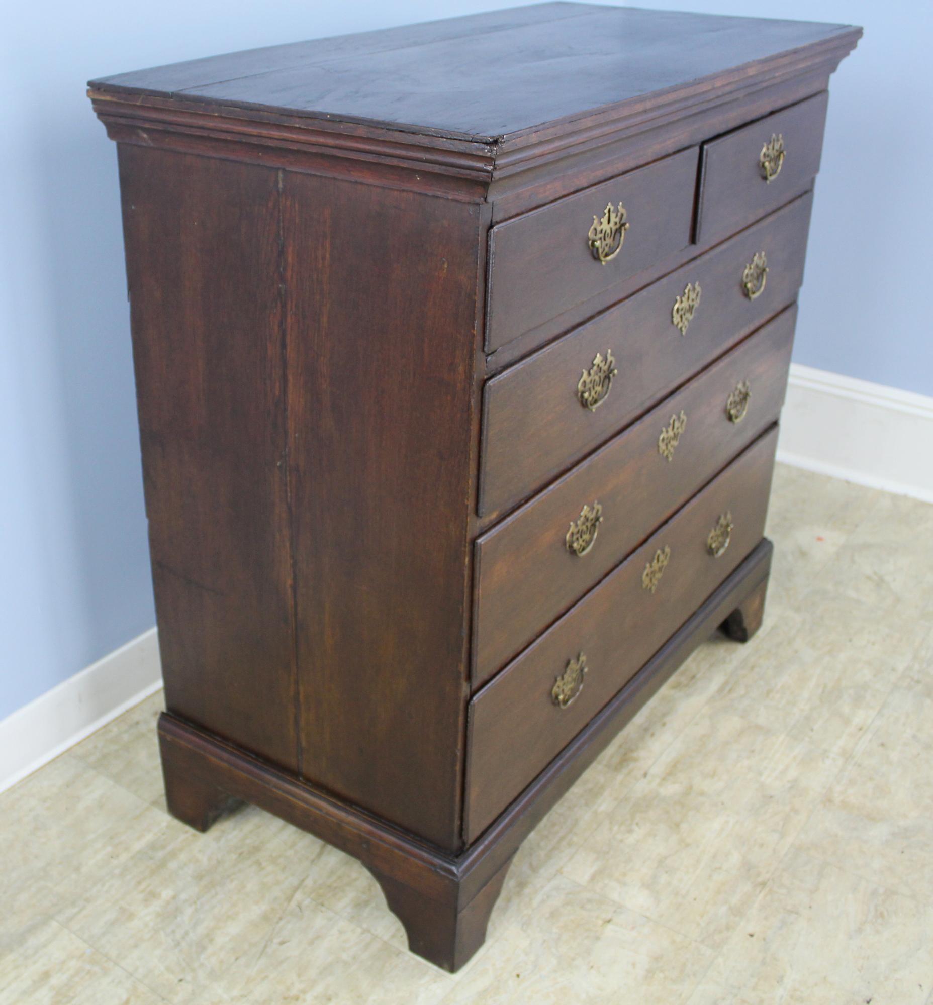 18th Century English Oak Chest of Drawers with Original Brasses For Sale 8