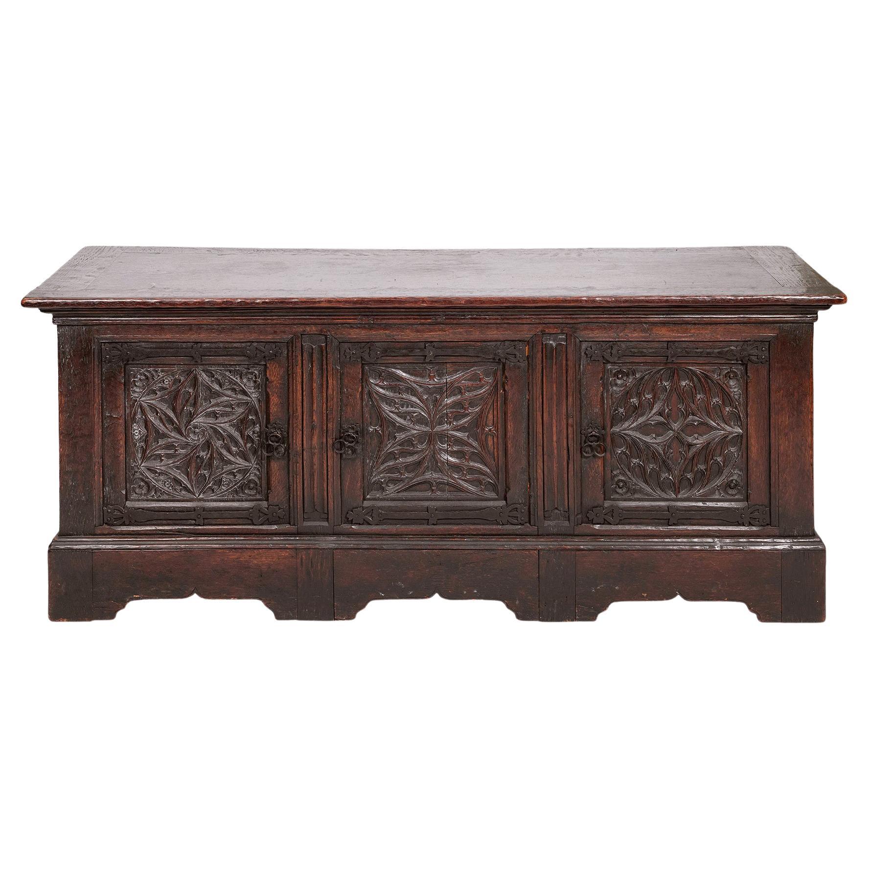 18th Century English Oak Coffer Blanket Chest