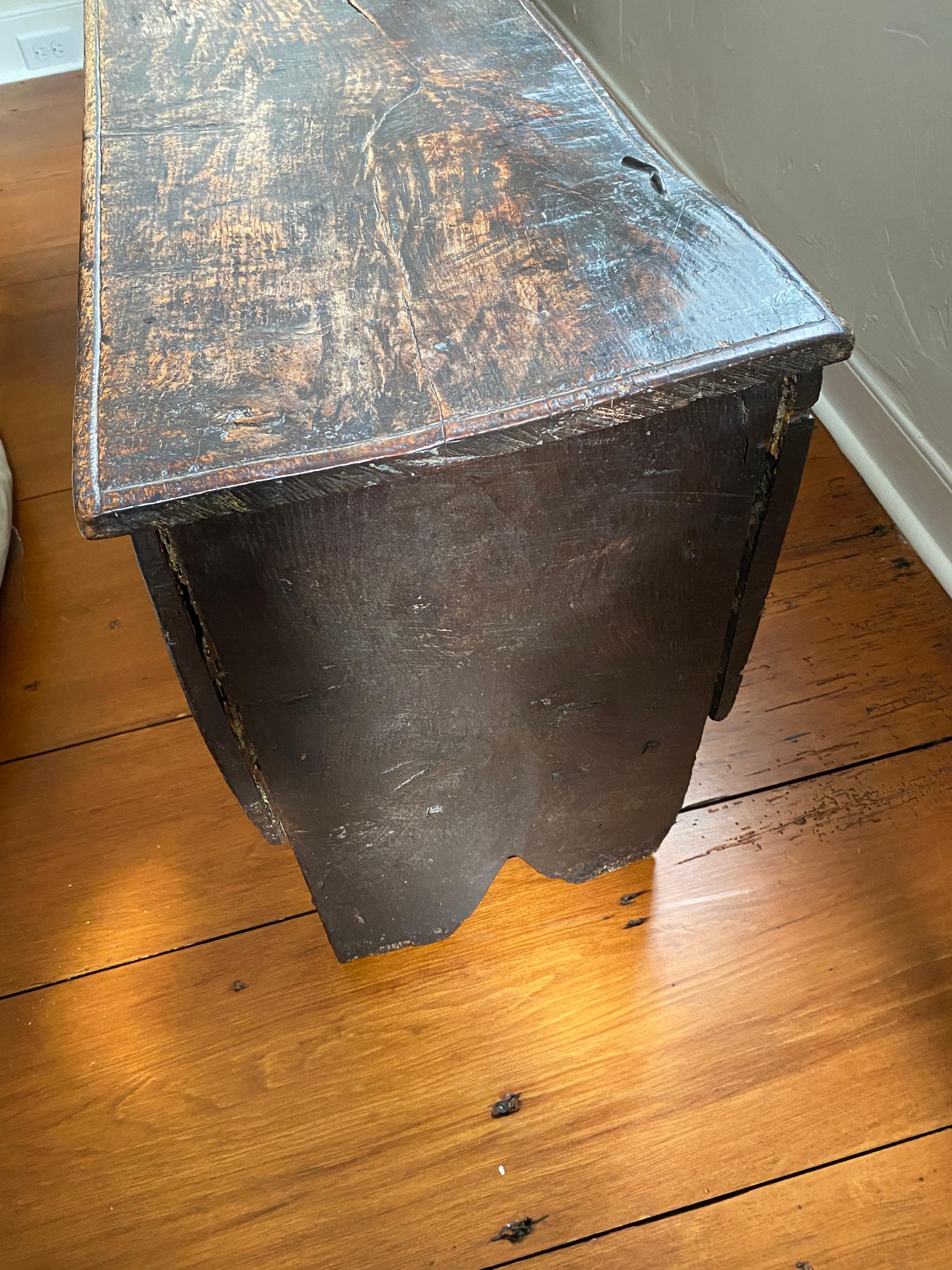 18th Century English Oak Coffer In Fair Condition For Sale In Nantucket, MA