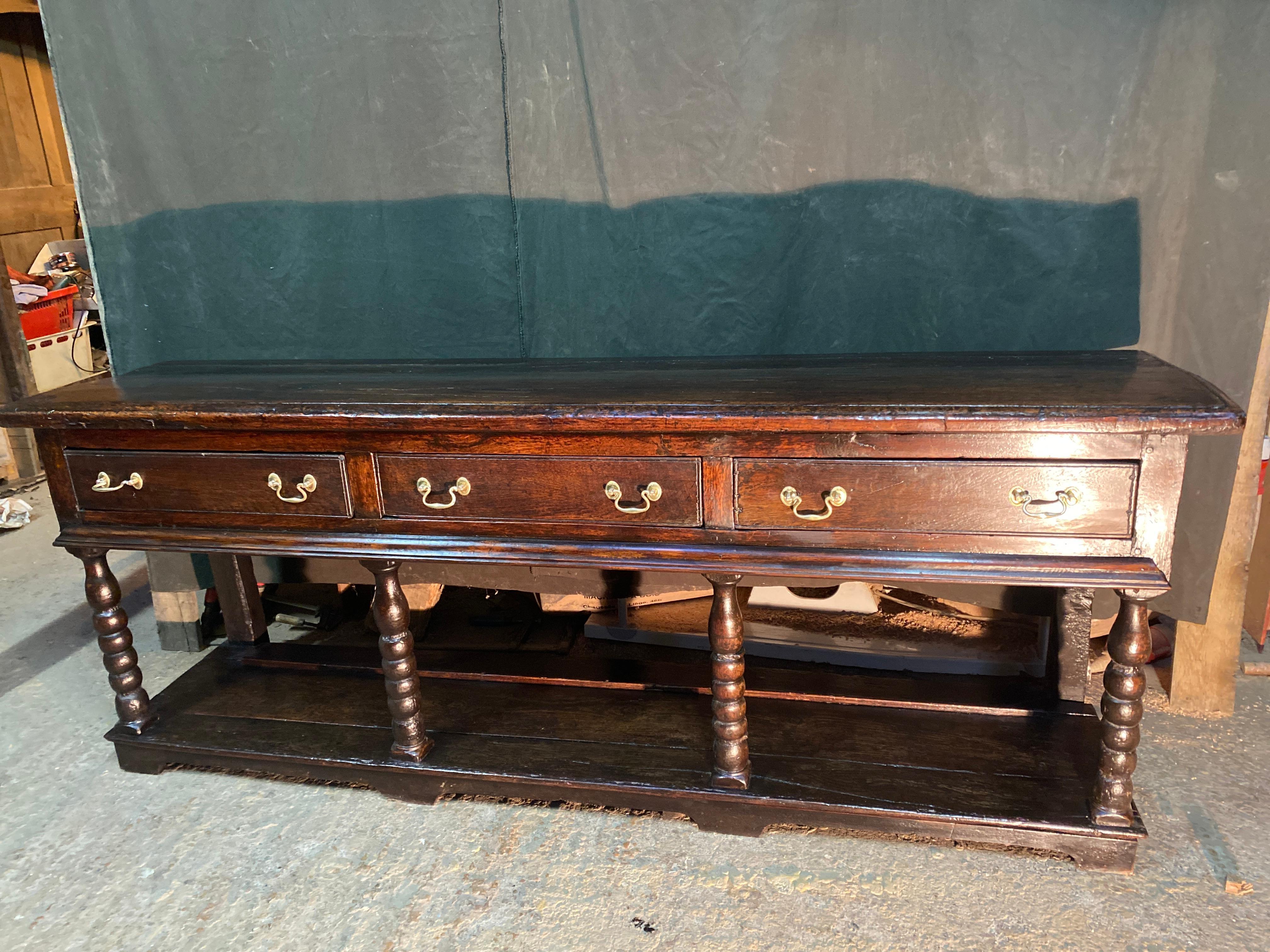 18th Century English Oak Console with 3 Drawers For Sale 9
