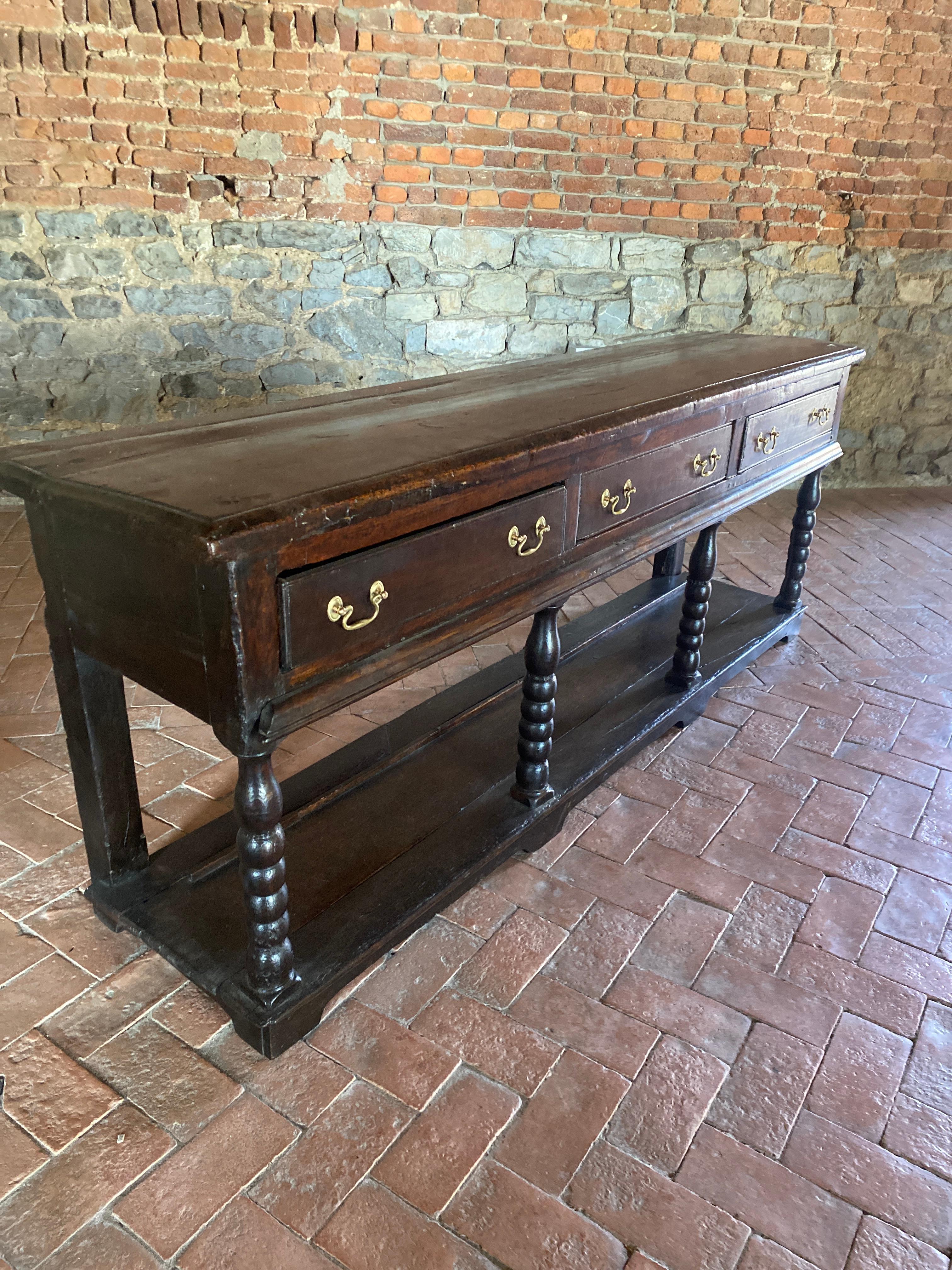 18th Century English Oak Console with 3 Drawers For Sale 11