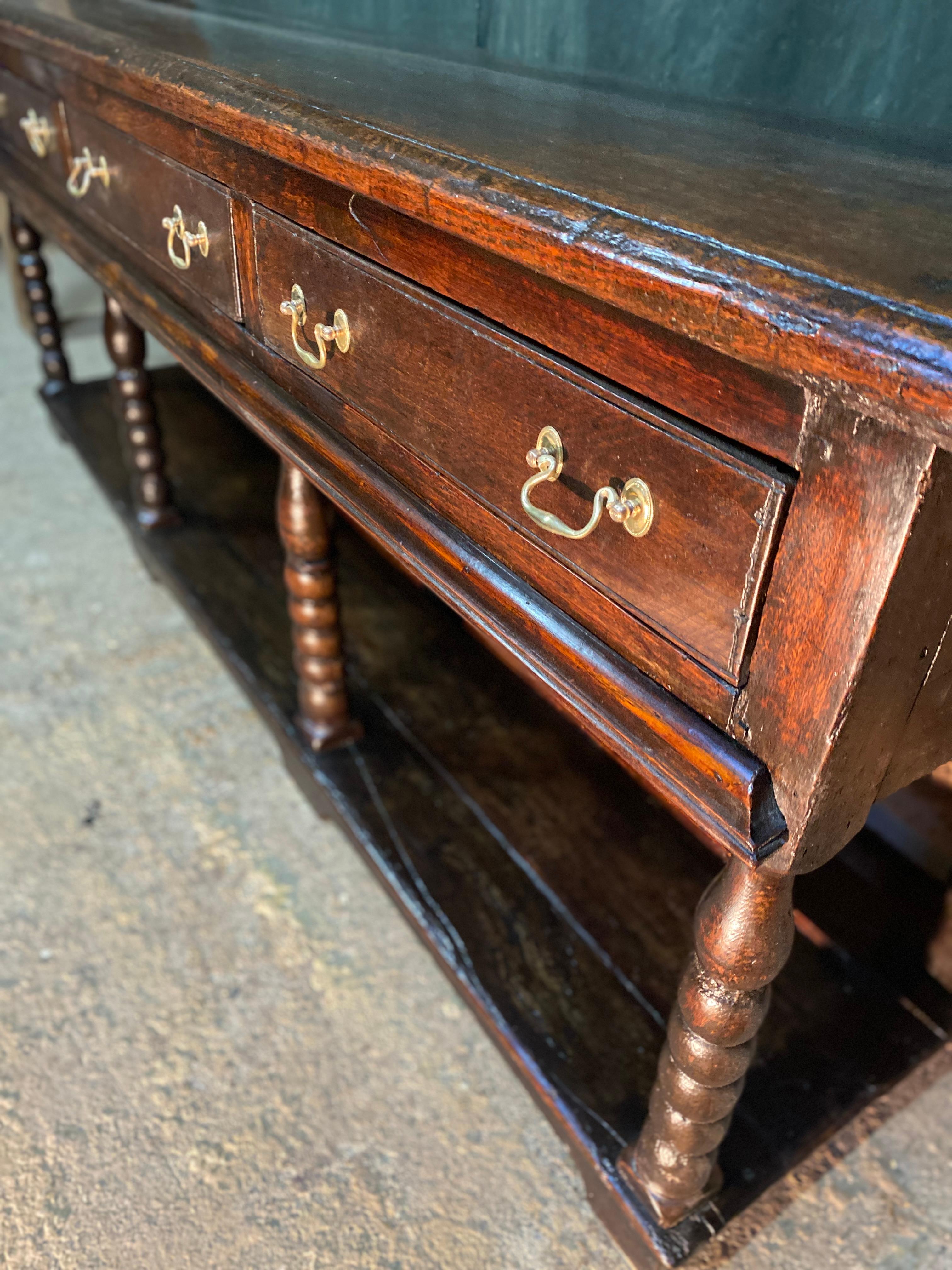 Other 18th Century English Oak Console with 3 Drawers For Sale