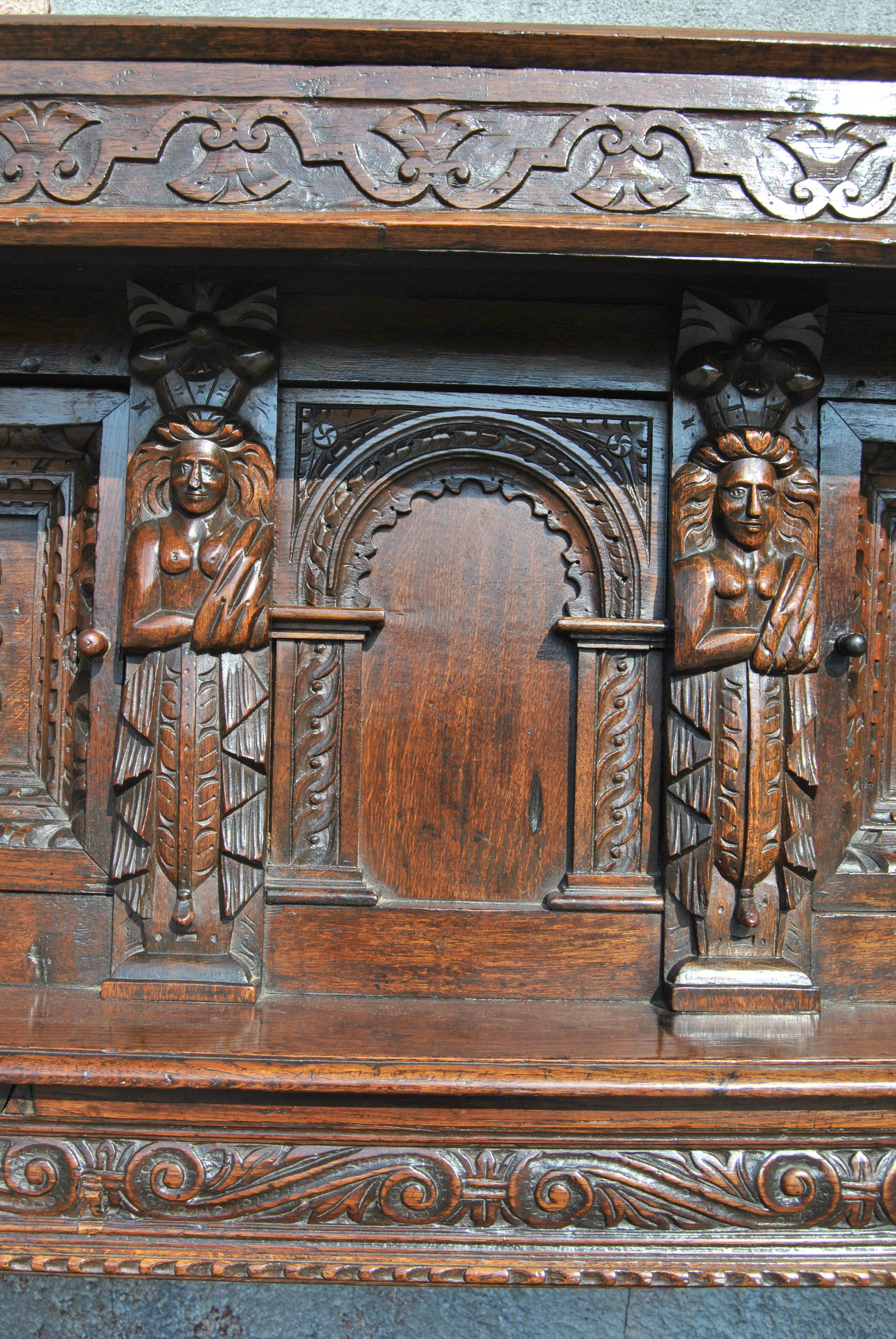 18th Century English Oak Court Cupboard 1