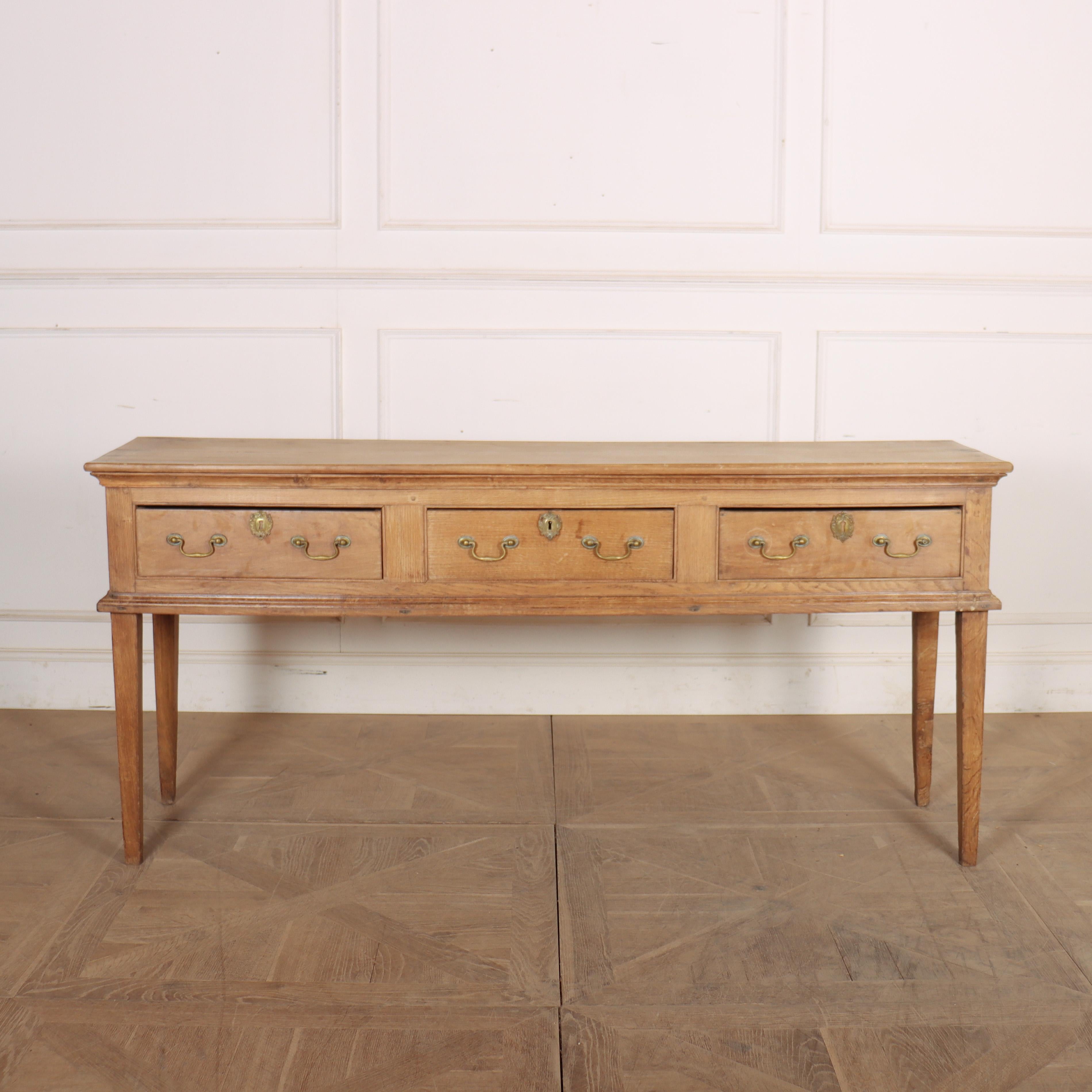 Late 18th Century English bleached oak 4 drawer dresser base. 1770