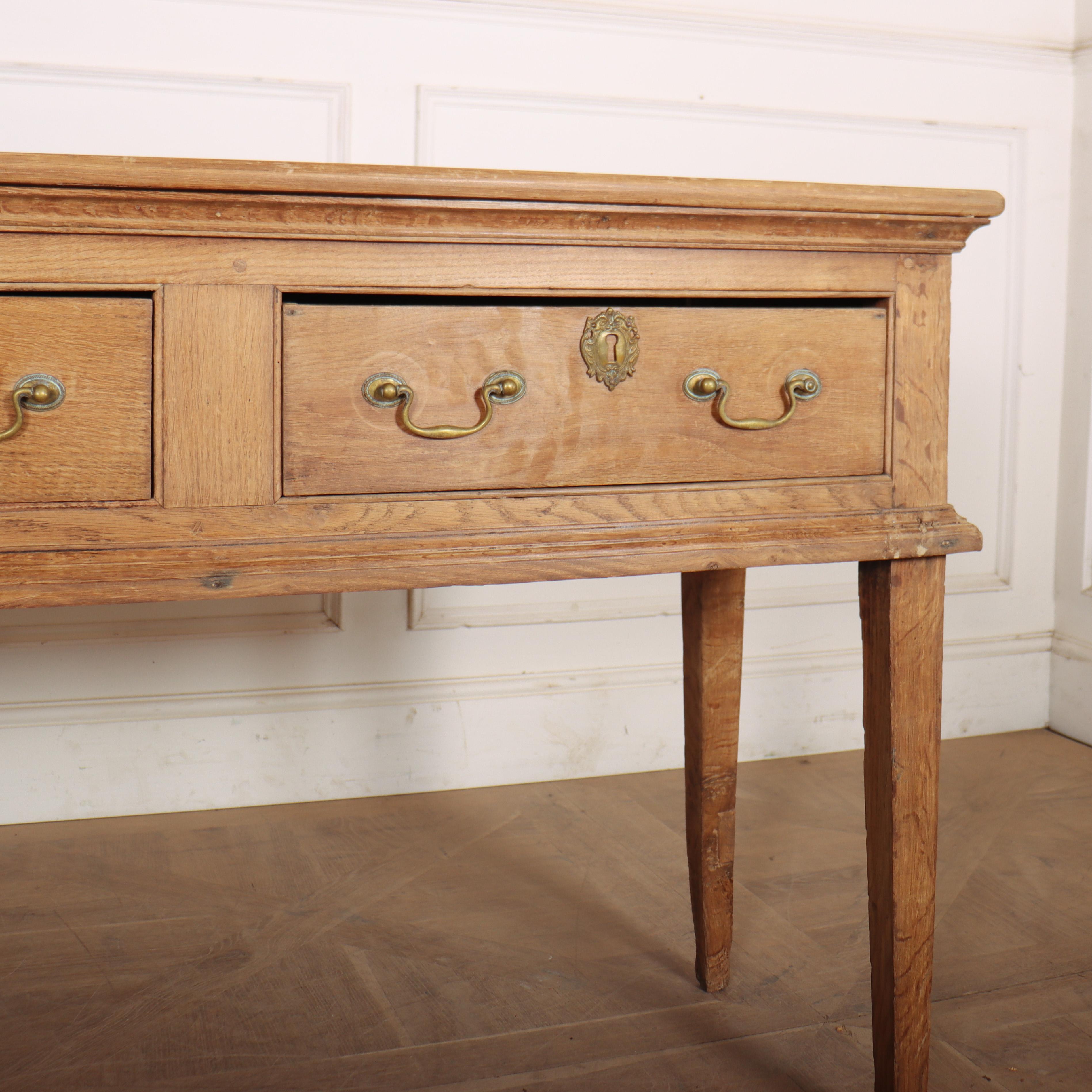 Bleached 18th Century English Oak Dresser Base For Sale