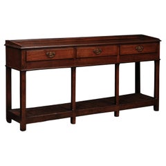 18th Century English Oak Dresser Base / Server Featuring 3 Drawers