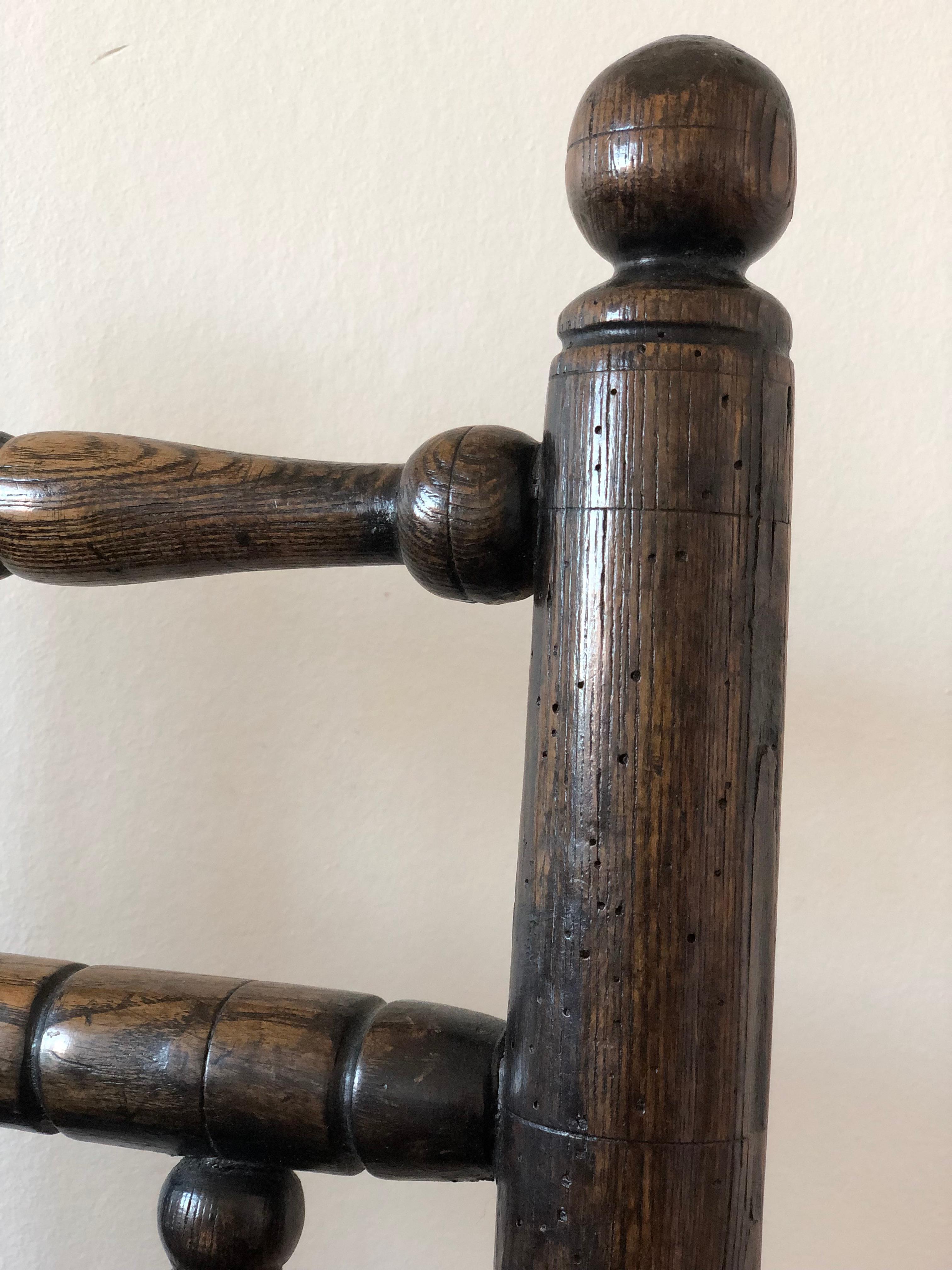 18th Century 18th-Century English Oak Farmhouse Chair For Sale
