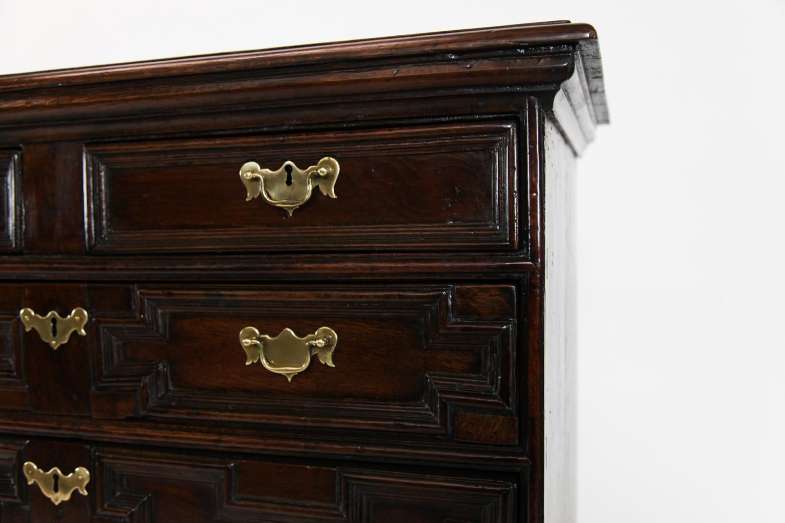 18th Century English Oak Geometric Chest 1