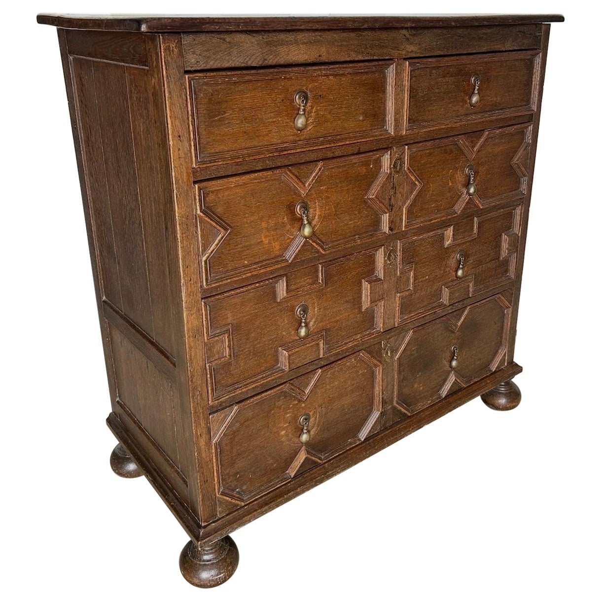 18th century English oak geometric chest