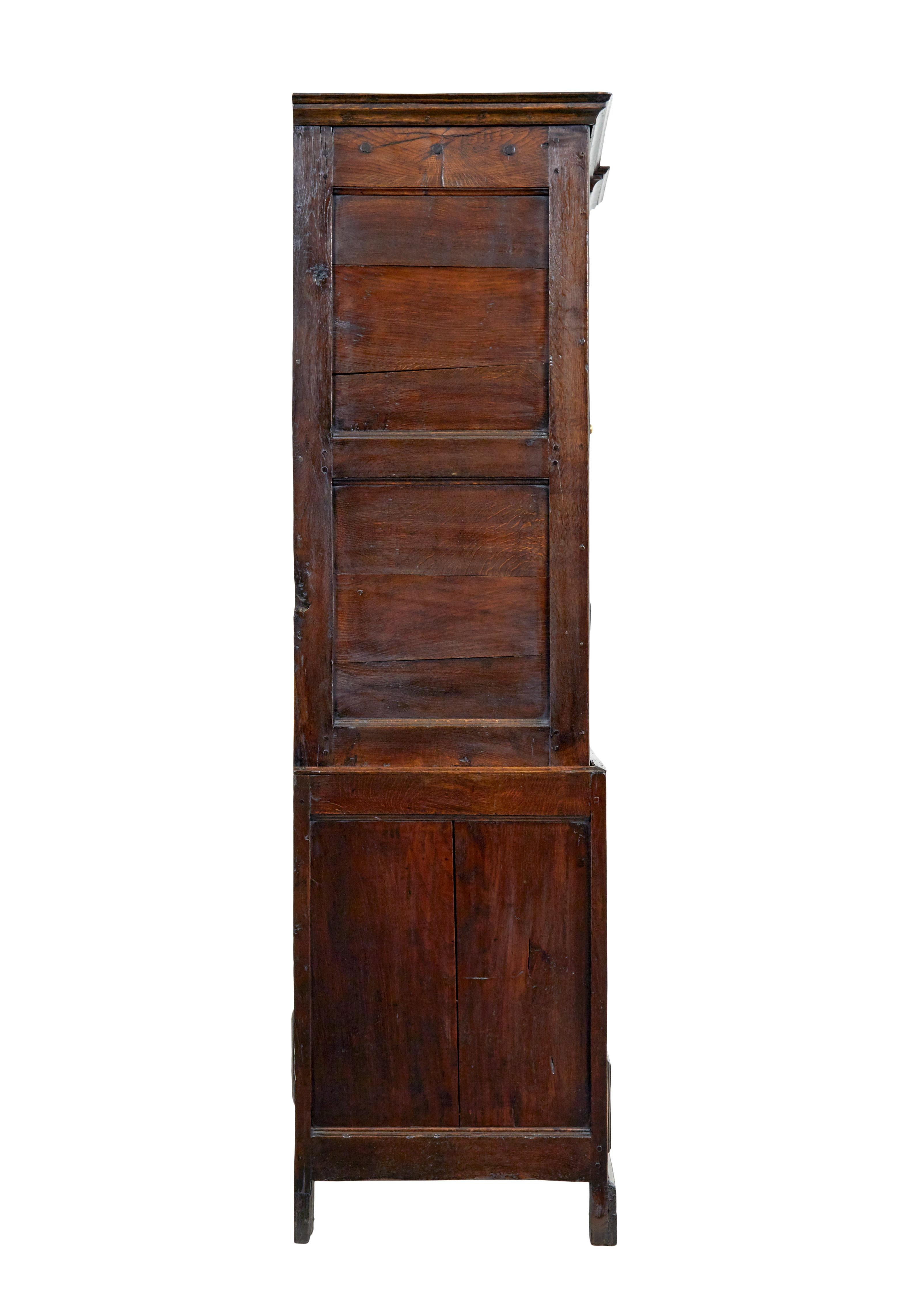 Hand-Crafted 18th century English oak house keepers cupboard For Sale