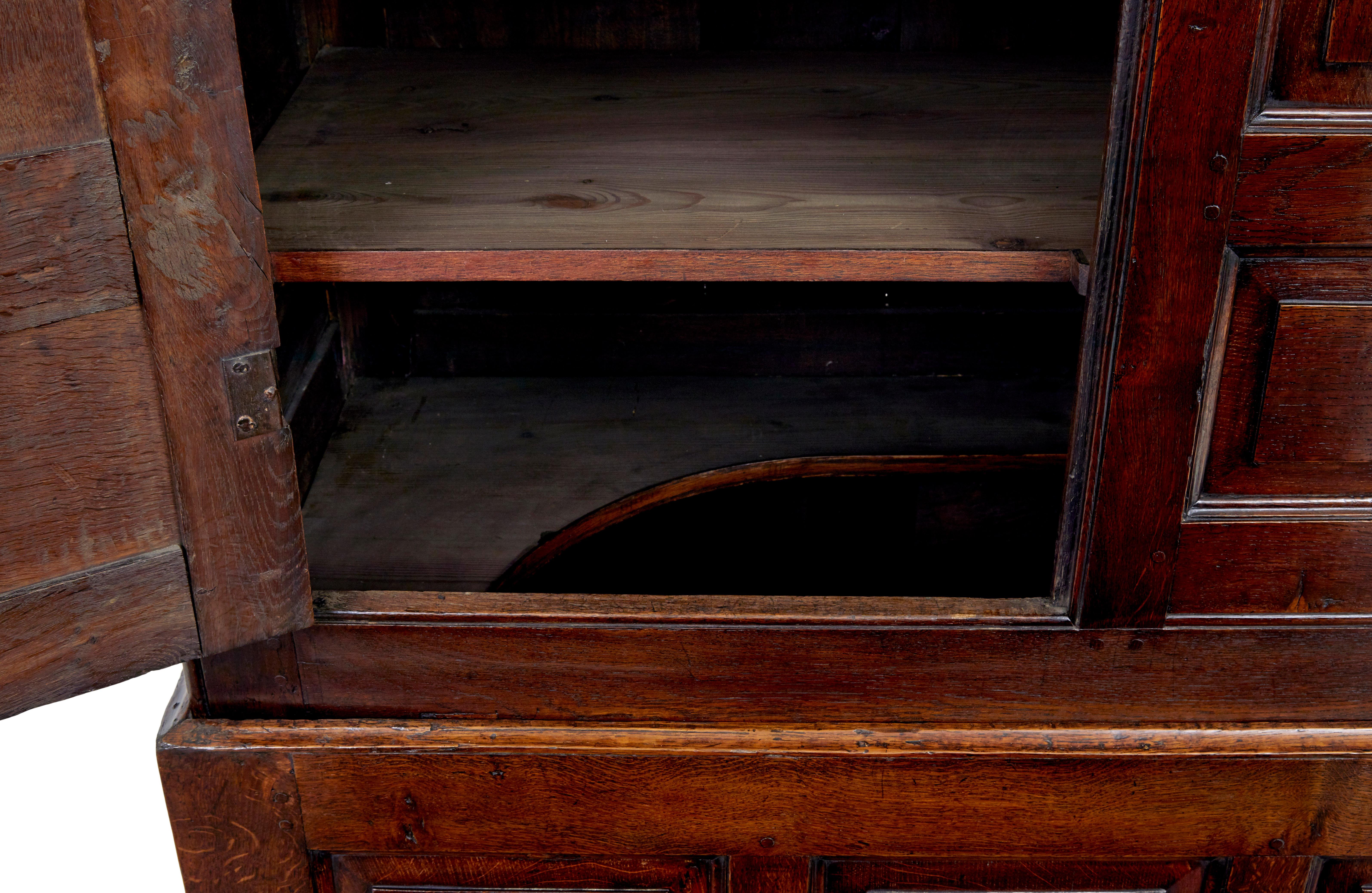 Oak 18th century English oak house keepers cupboard For Sale