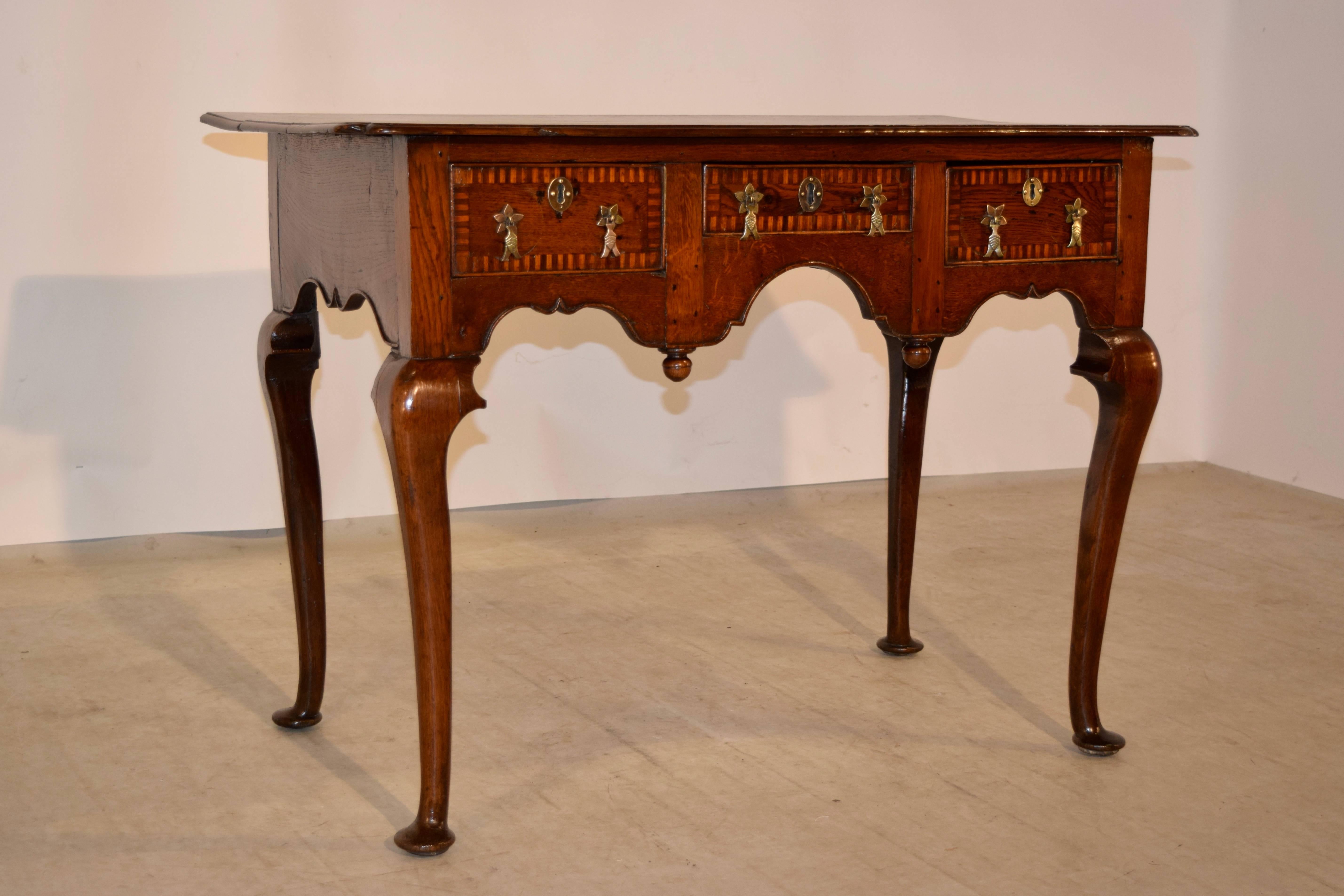 18th Century English Oak Inlaid Lowboy 1