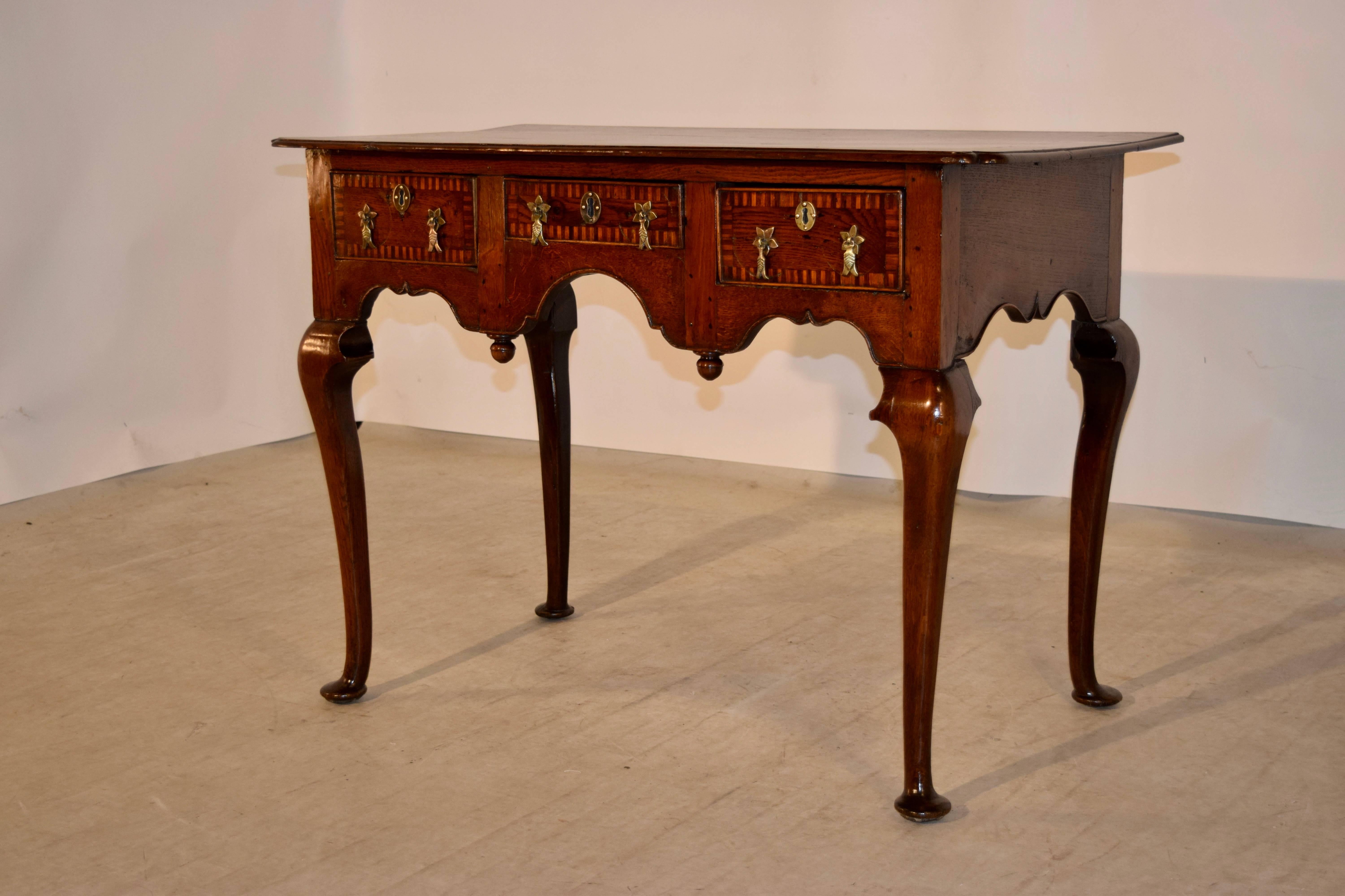 18th Century English Oak Inlaid Lowboy 3