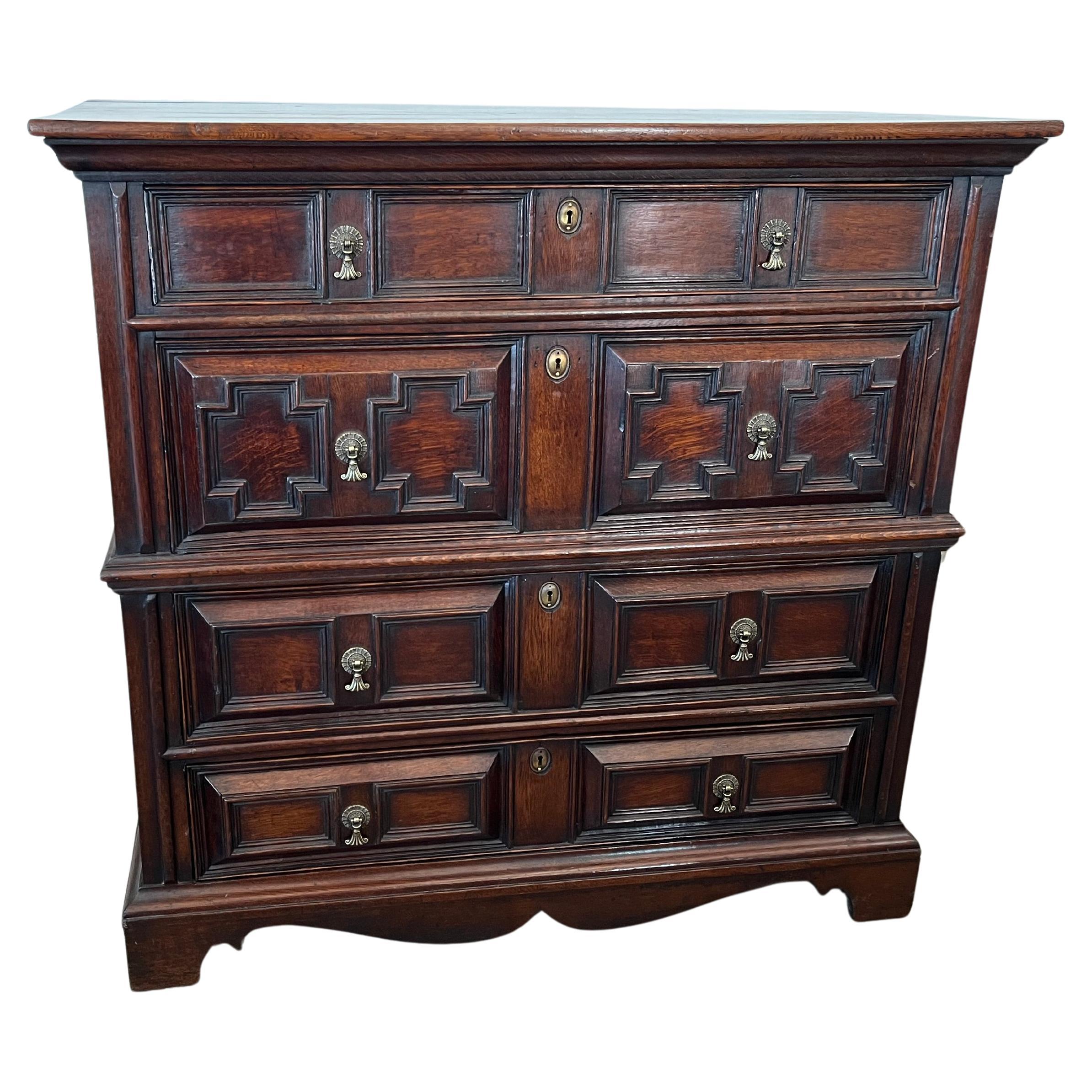18th Century English Oak Jacobean Chest of Drawers For Sale at 1stDibs