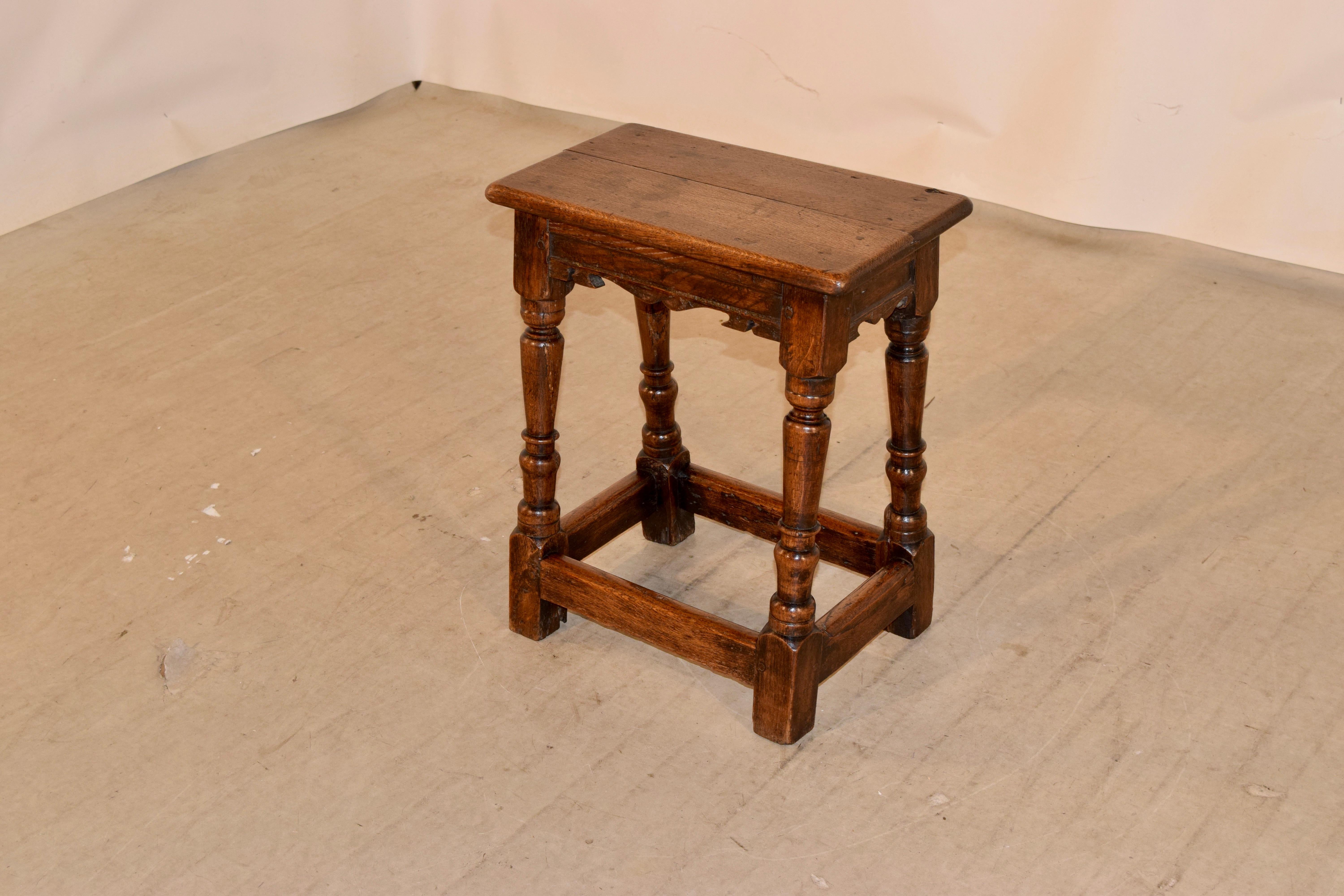 18th Century English Oak Joint Stool In Good Condition In High Point, NC