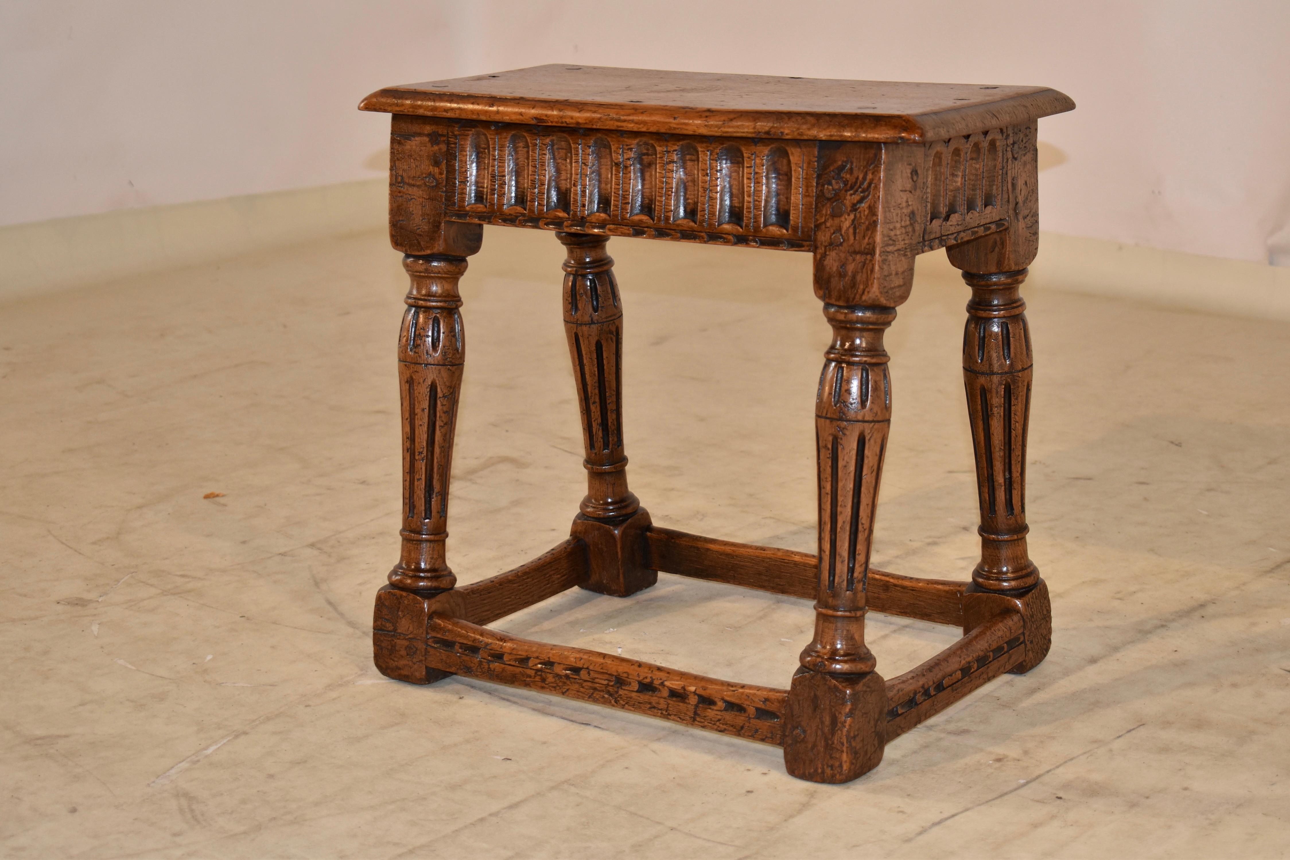 18th Century, English Oak Joint Stool In Good Condition For Sale In High Point, NC