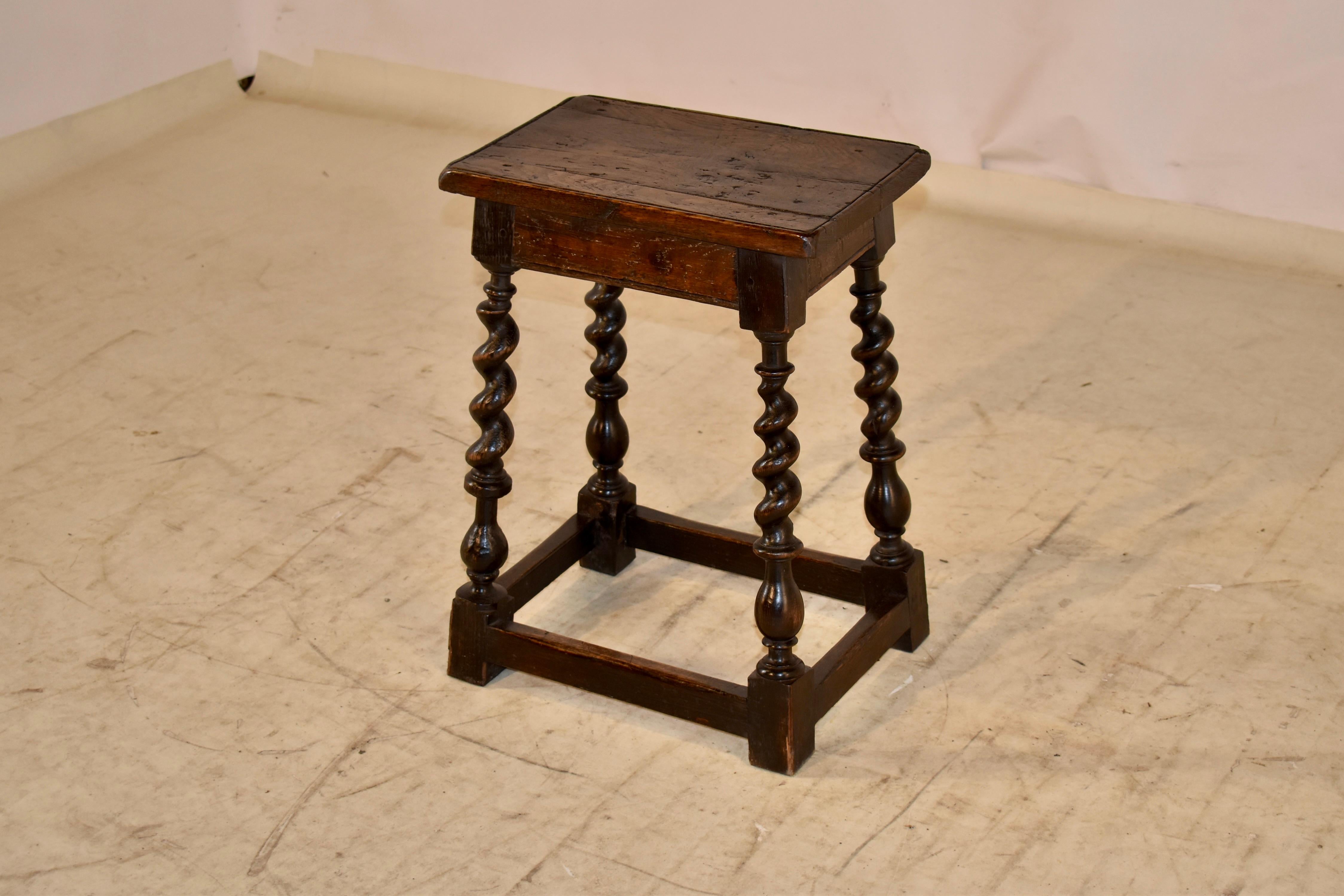 18th Century English Oak Joint Stool In Good Condition In High Point, NC