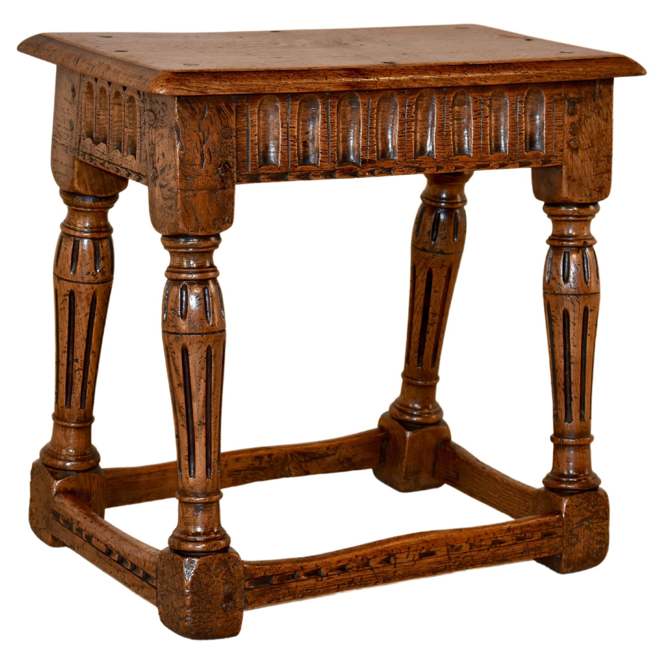 18th Century, English Oak Joint Stool For Sale