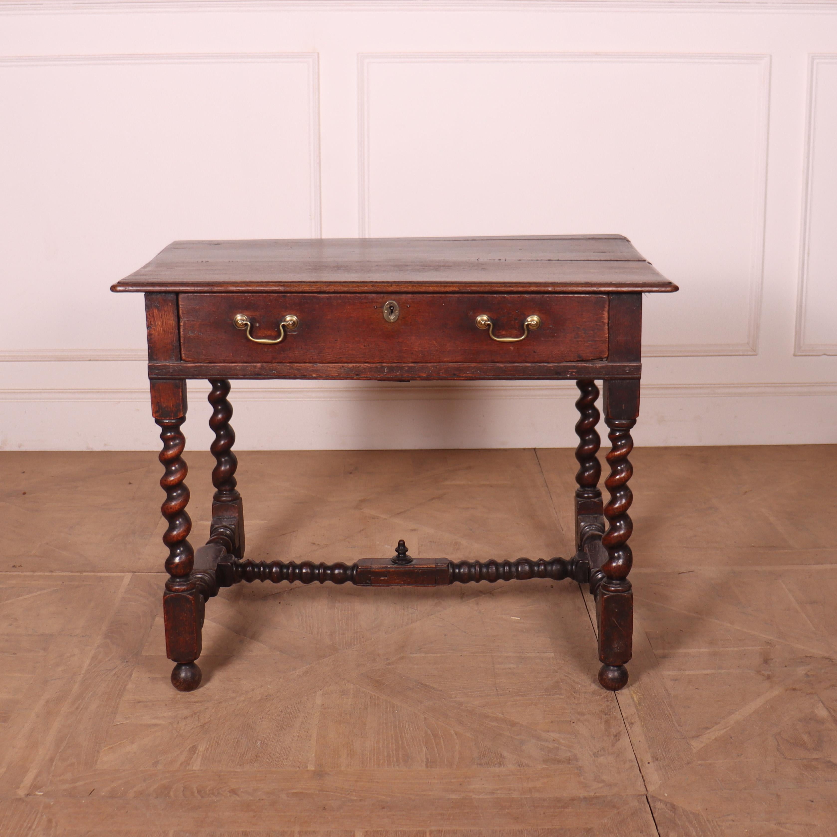 18th C English oak 1 drawer lamp table with barley twist legs. 1760

Reference: 8207

Dimensions
35 inches (89 cms) Wide
23.5 inches (60 cms) Deep
27.5 inches (70 cms) High