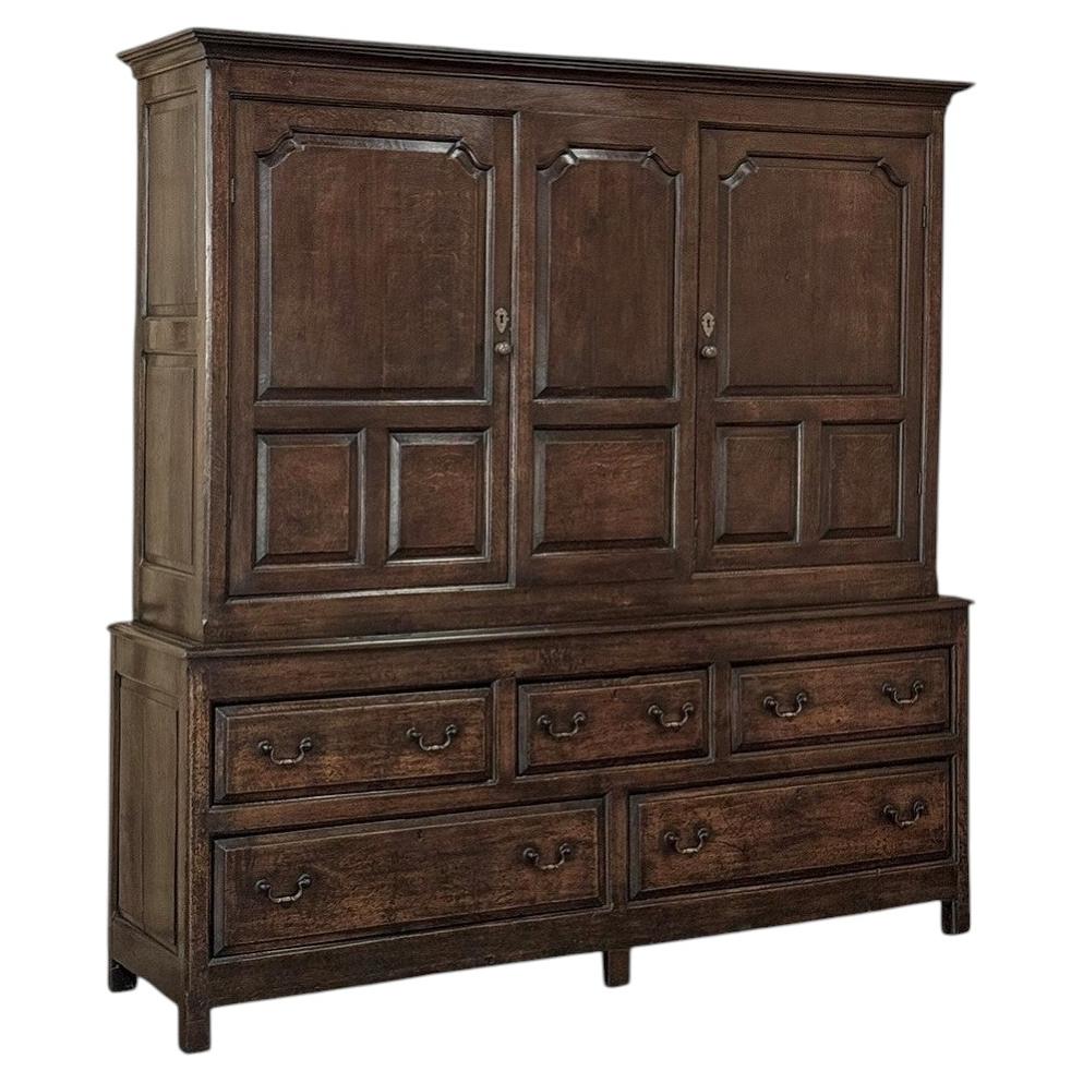 18th Century English Oak Linen Press Cabinet