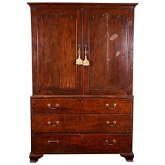 18th Century English Oak Linen Press