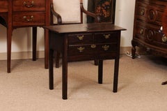 18th Century English Oak Lowboy with 3 Drawers & Square Legs