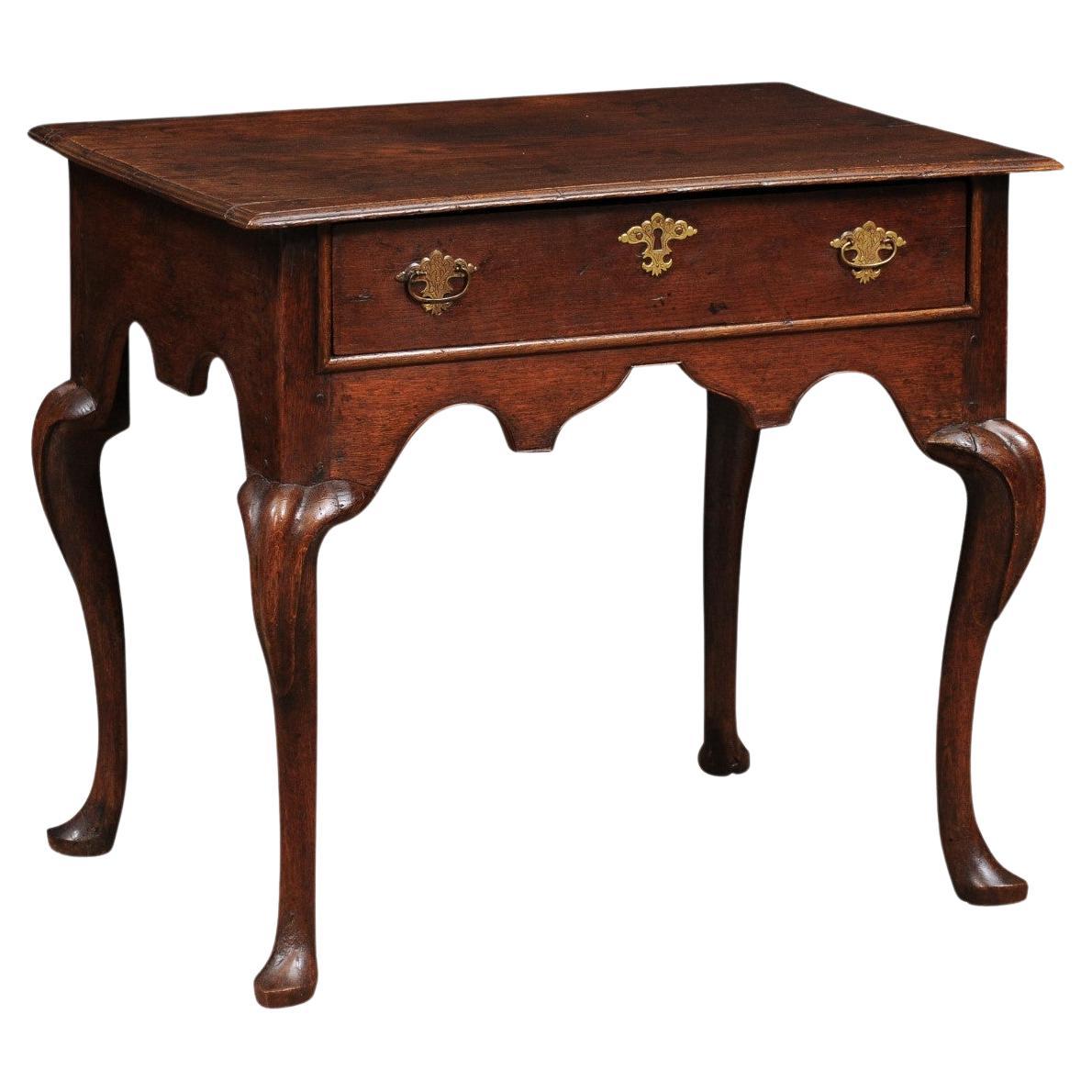 18th Century English Oak Lowboy with Cabriole Leg 
Slipper Foot