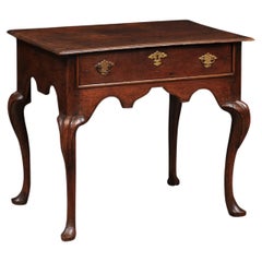 18th Century English Oak Lowboy with Cabriole Leg & Slipper Foot