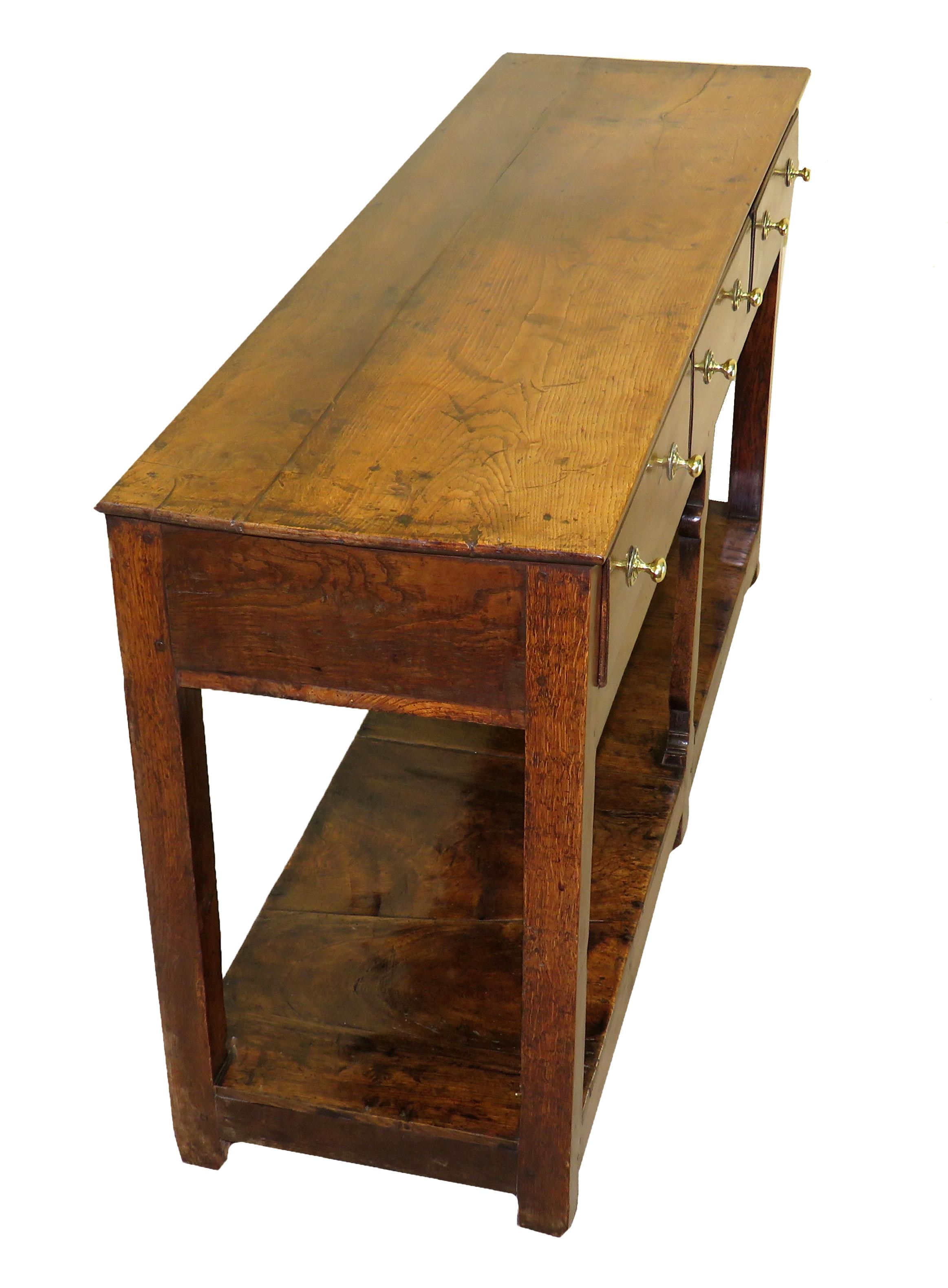18th Century English Oak Potboard Dresser Base 1