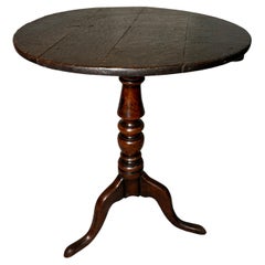 18th Century English Oak Round Tripod Table