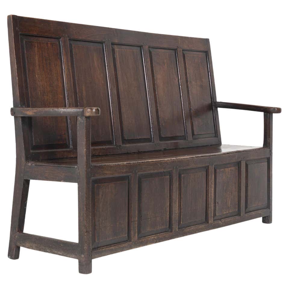 English Oak Hall Storage Settle Bench, 18th C. For Sale at 1stDibs ...