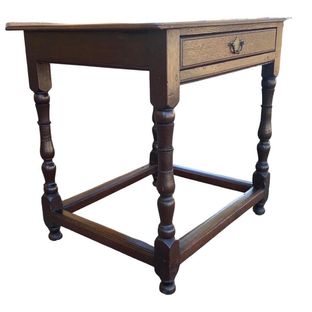 Hand-Carved 18th Century English Oak Side Table