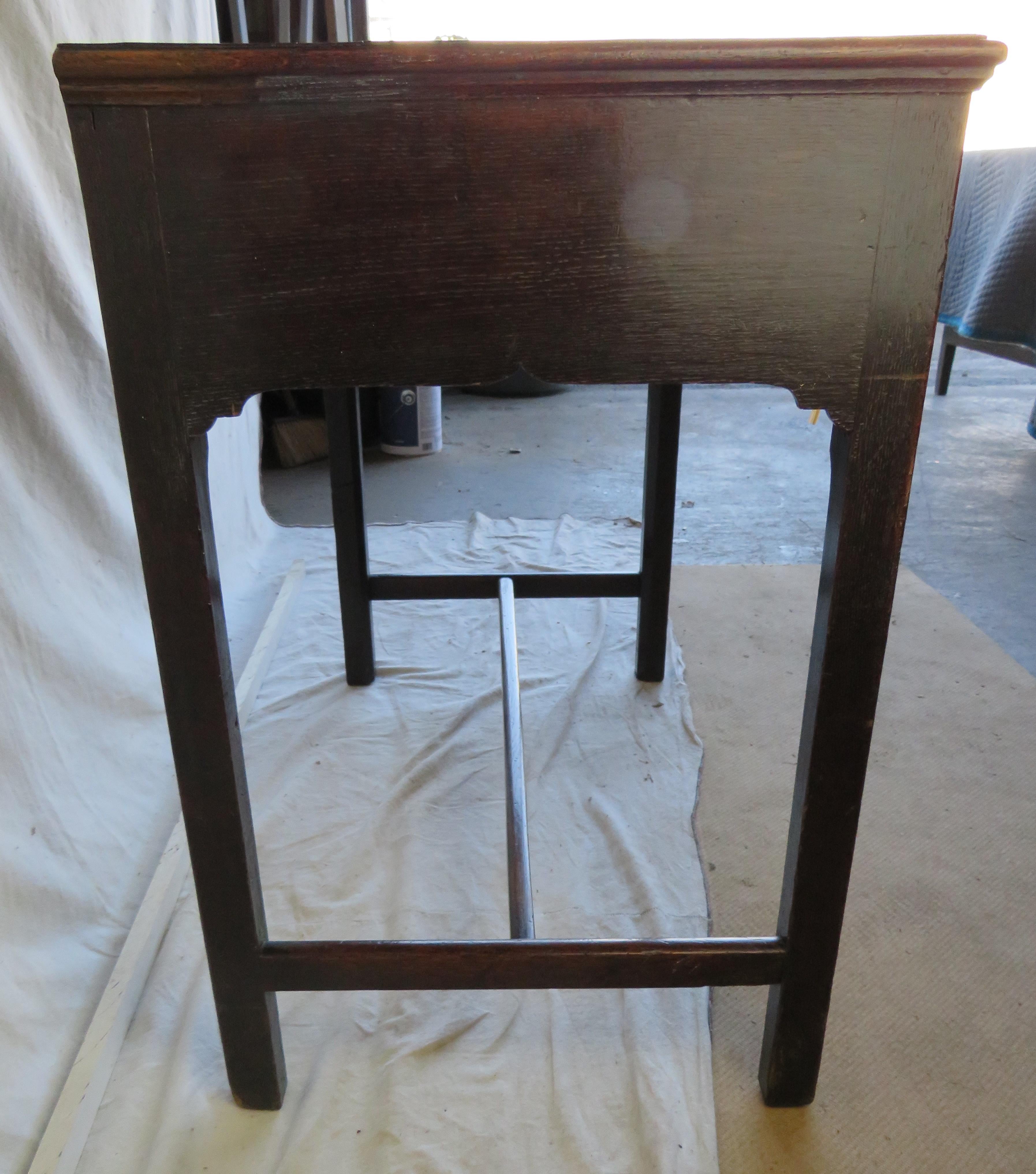 Brass 18th Century English Oak Side Table For Sale