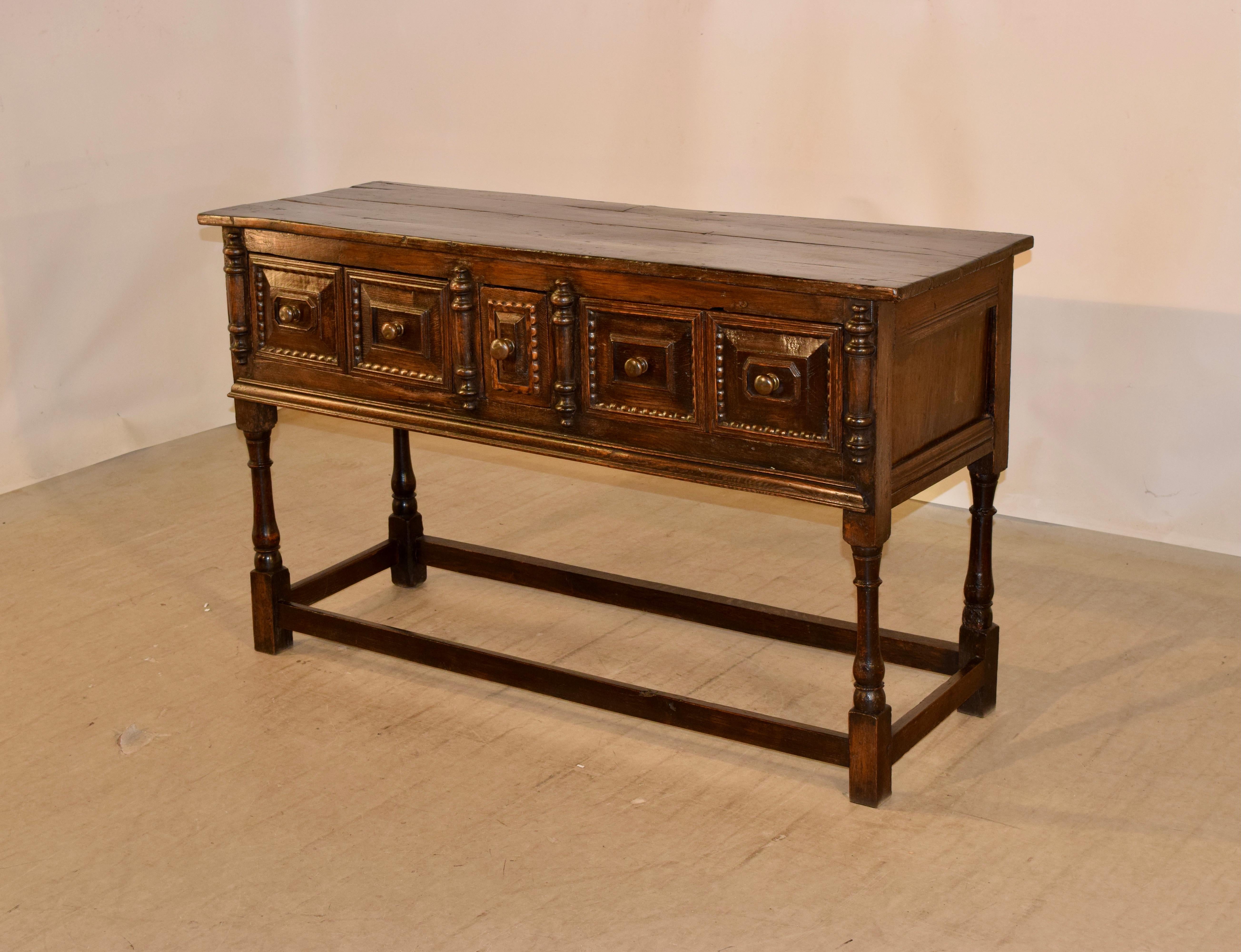 William and Mary 18th Century English Oak Sideboard For Sale