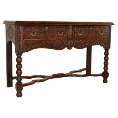 18th Century English Oak Sideboard with Gorgeous Hand-Carving
