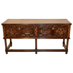 18th Century English Oak Sideboard with Painted Decoration