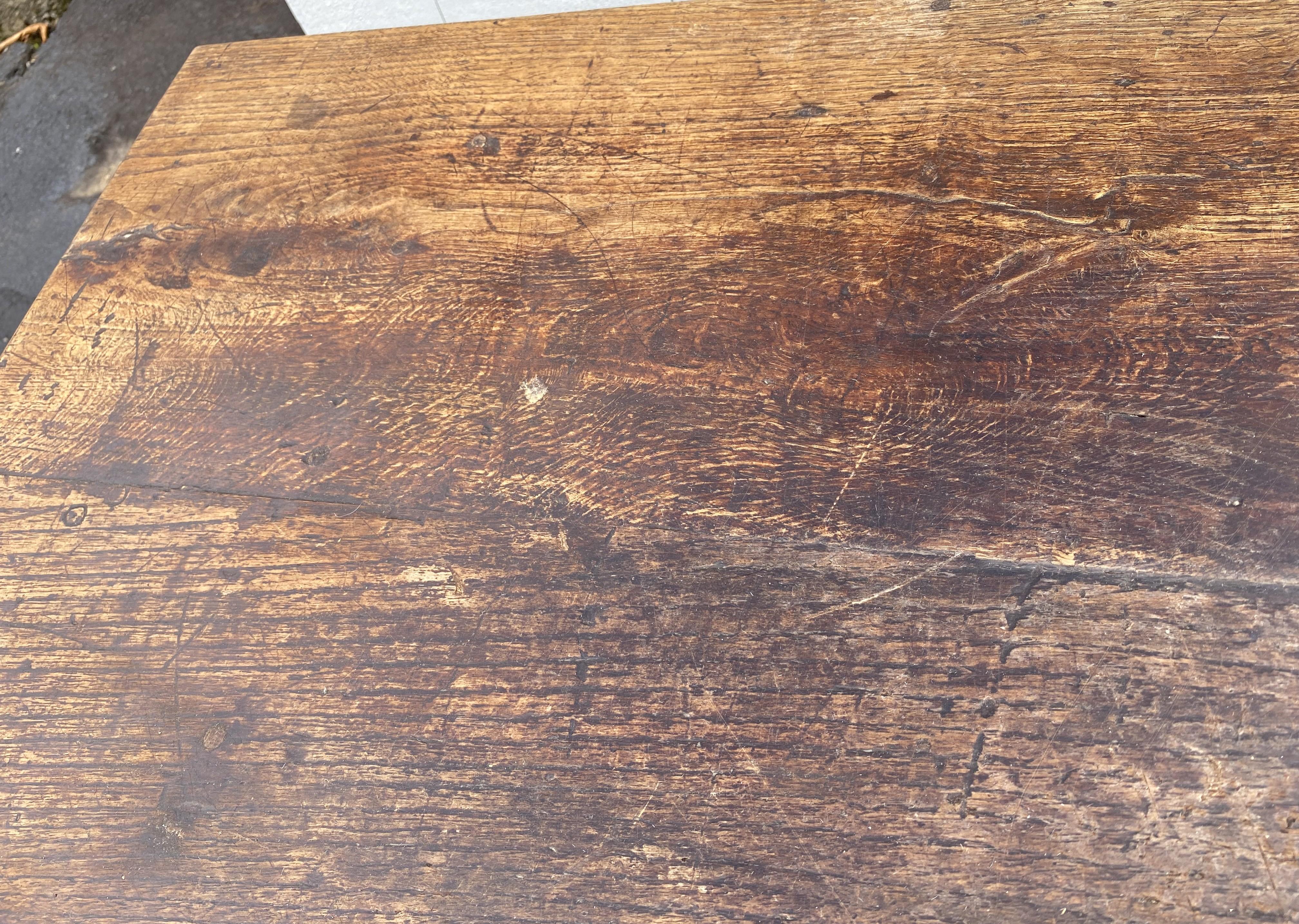18th Century English Oak Table with H Form Stretcher Base For Sale 4