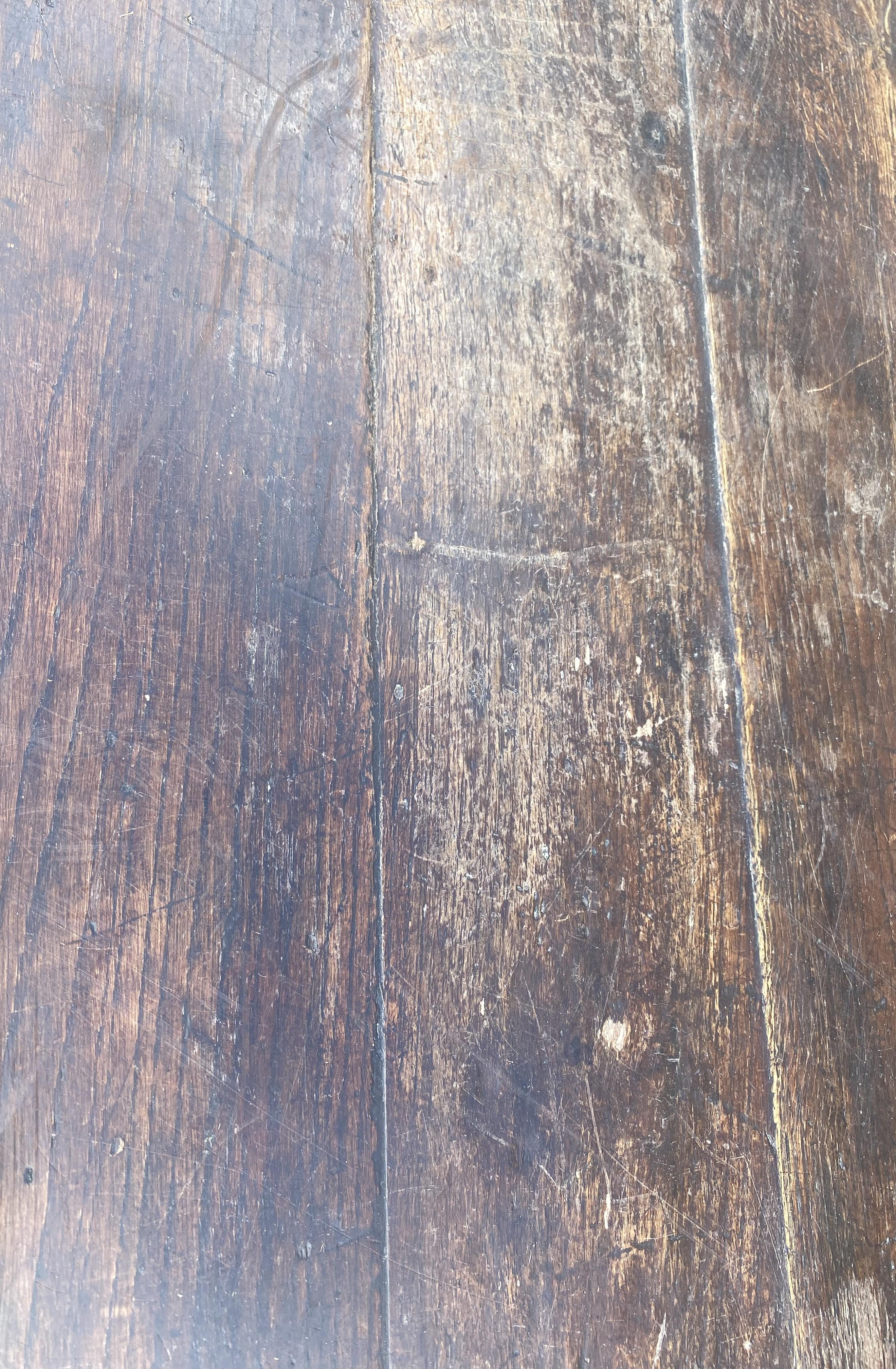 18th Century English Oak Table with H Form Stretcher Base For Sale 5
