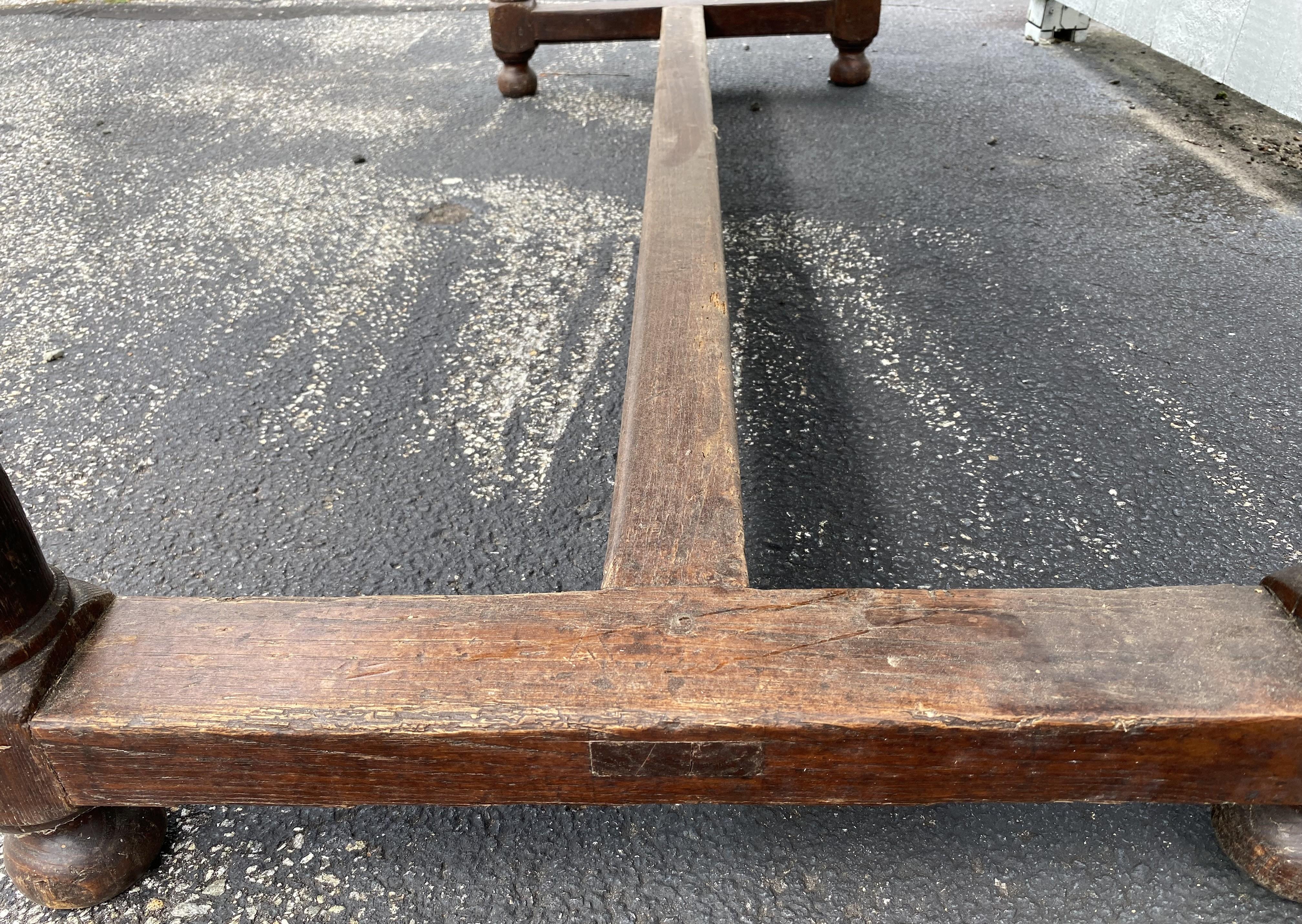 18th Century English Oak Table with H Form Stretcher Base For Sale 1