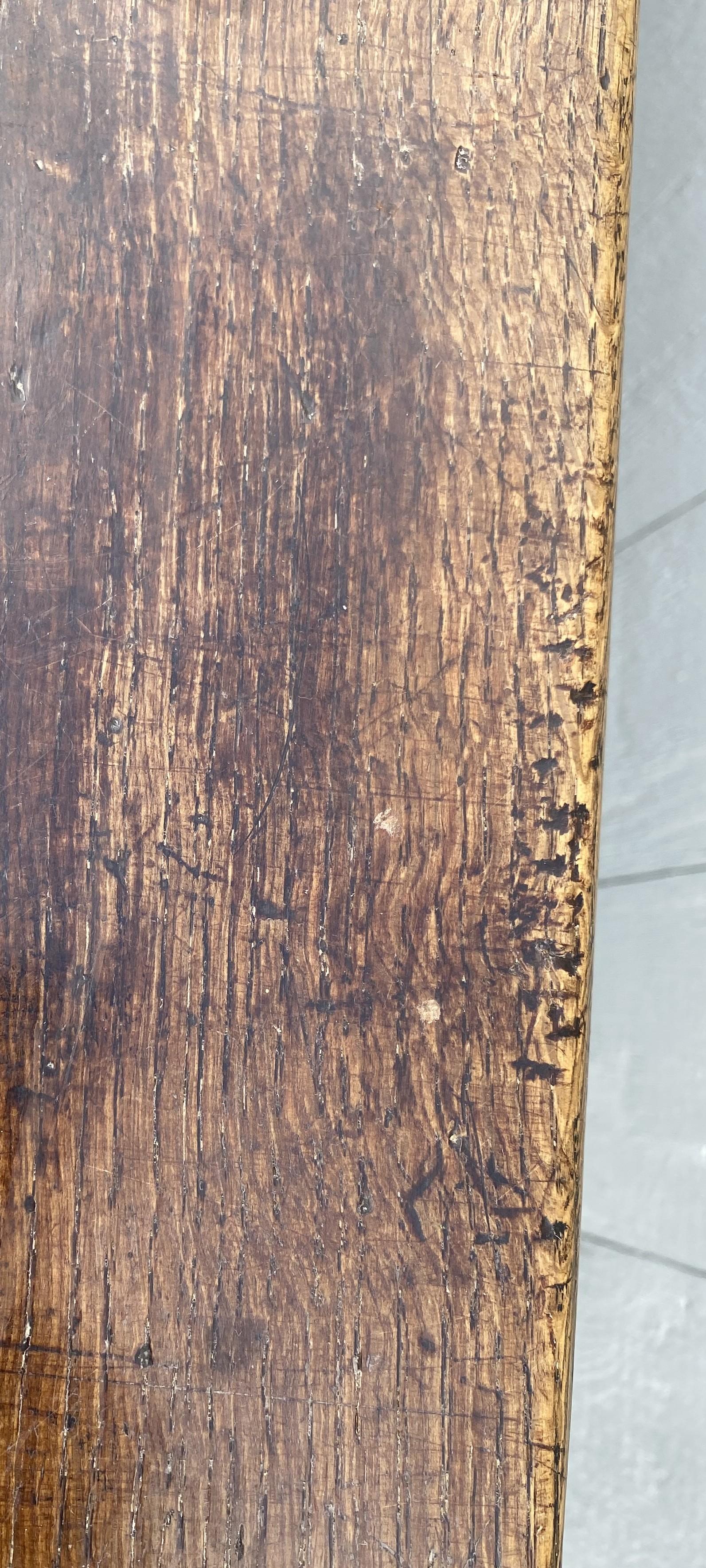 18th Century English Oak Table with H Form Stretcher Base For Sale 3
