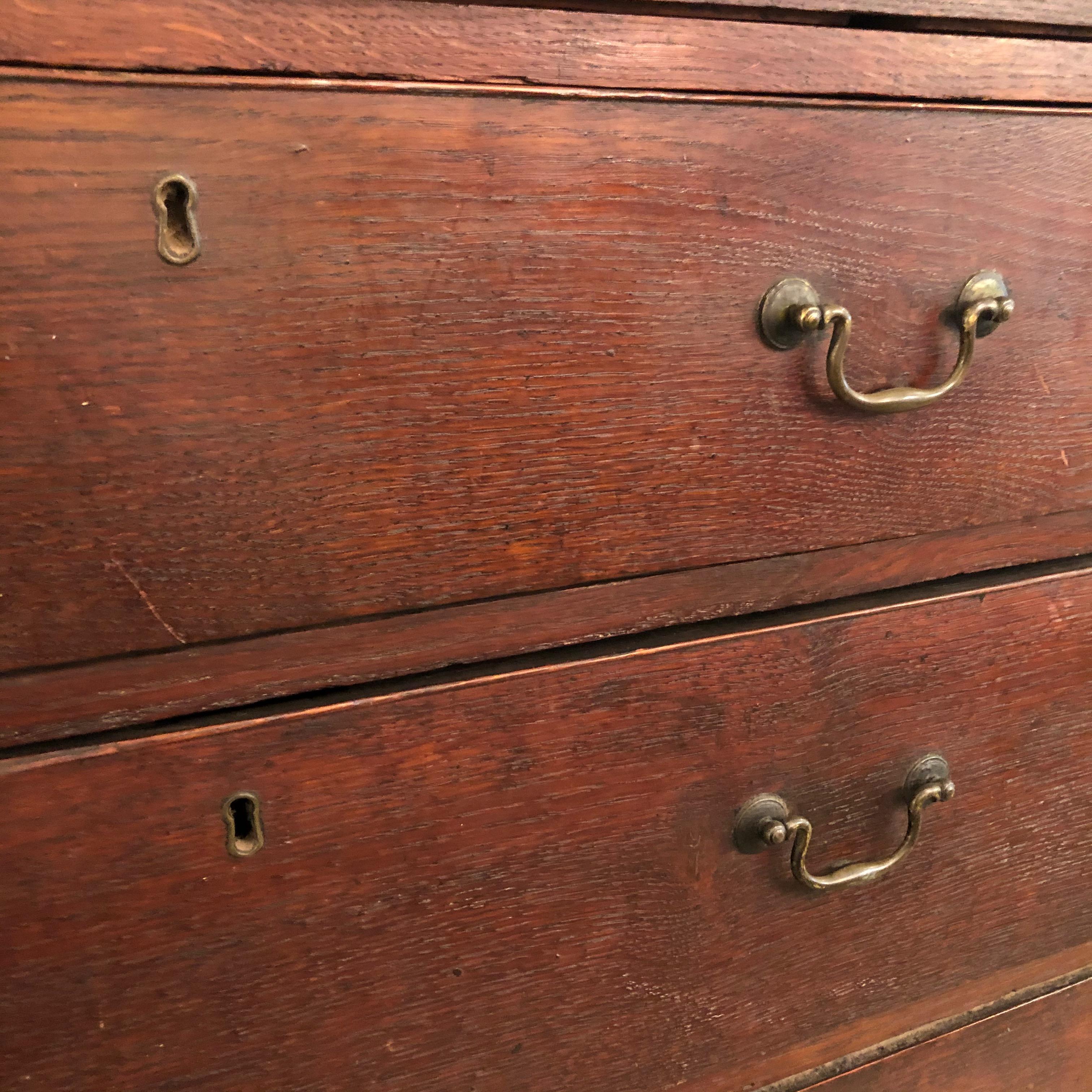 18th Century English Oak Tall Chest of Drawers 3