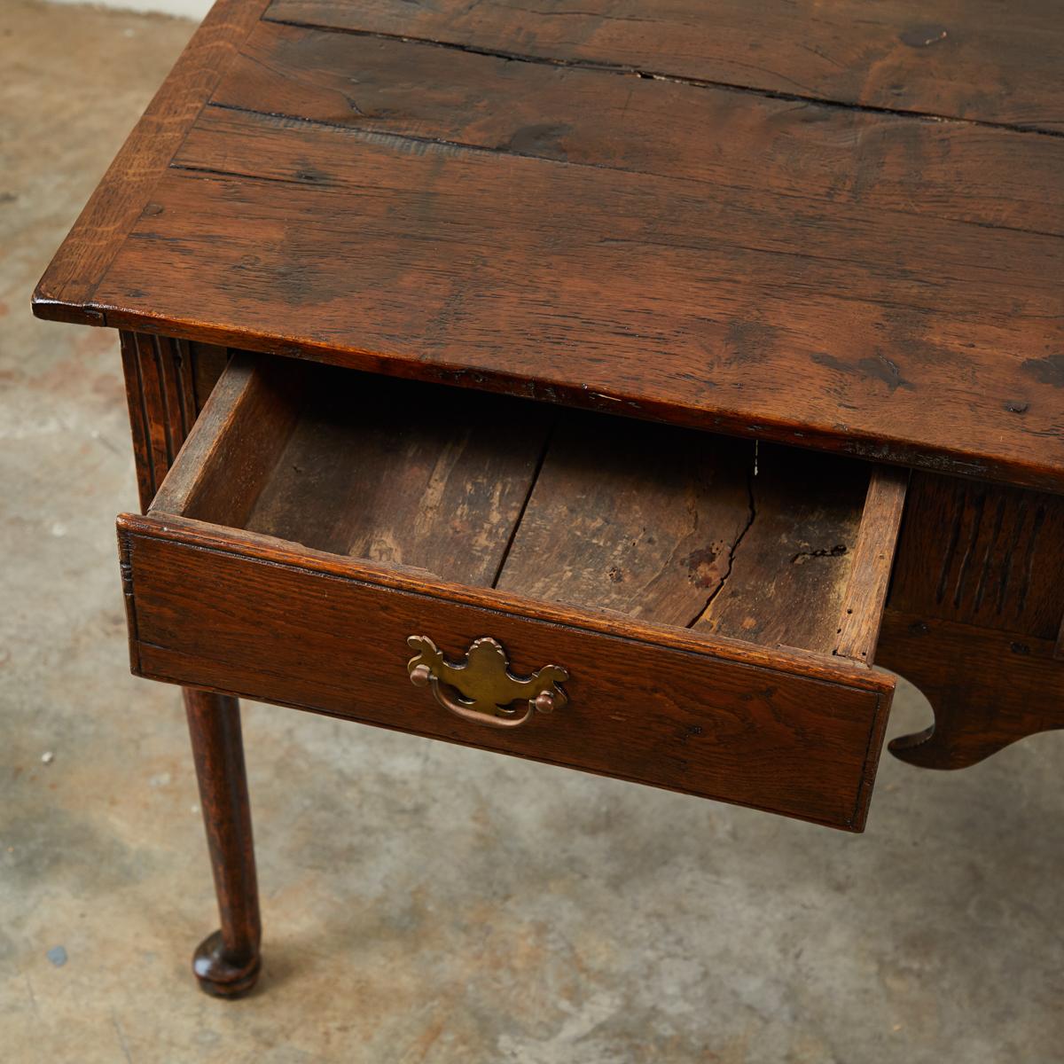 Carved 18th Century English Oak Three-Drawer Dresser or Sofa Table Server