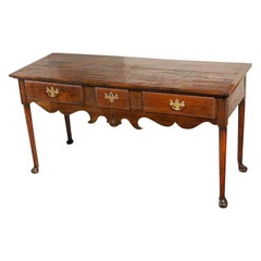 18th Century English Oak Three-Drawer Dresser or Sofa Table Server