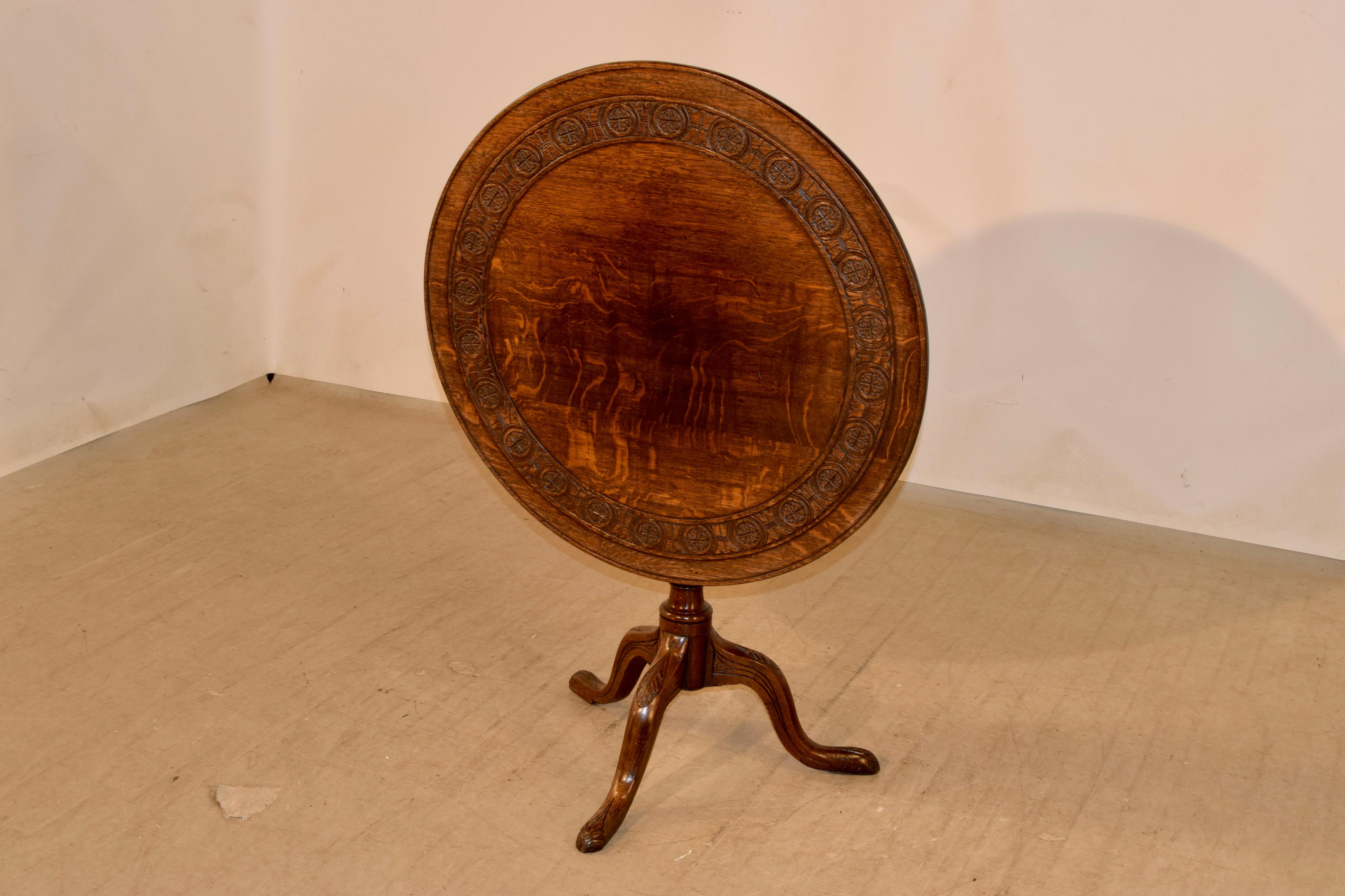 Georgian 18th Century English Oak Tilt-Top Table For Sale