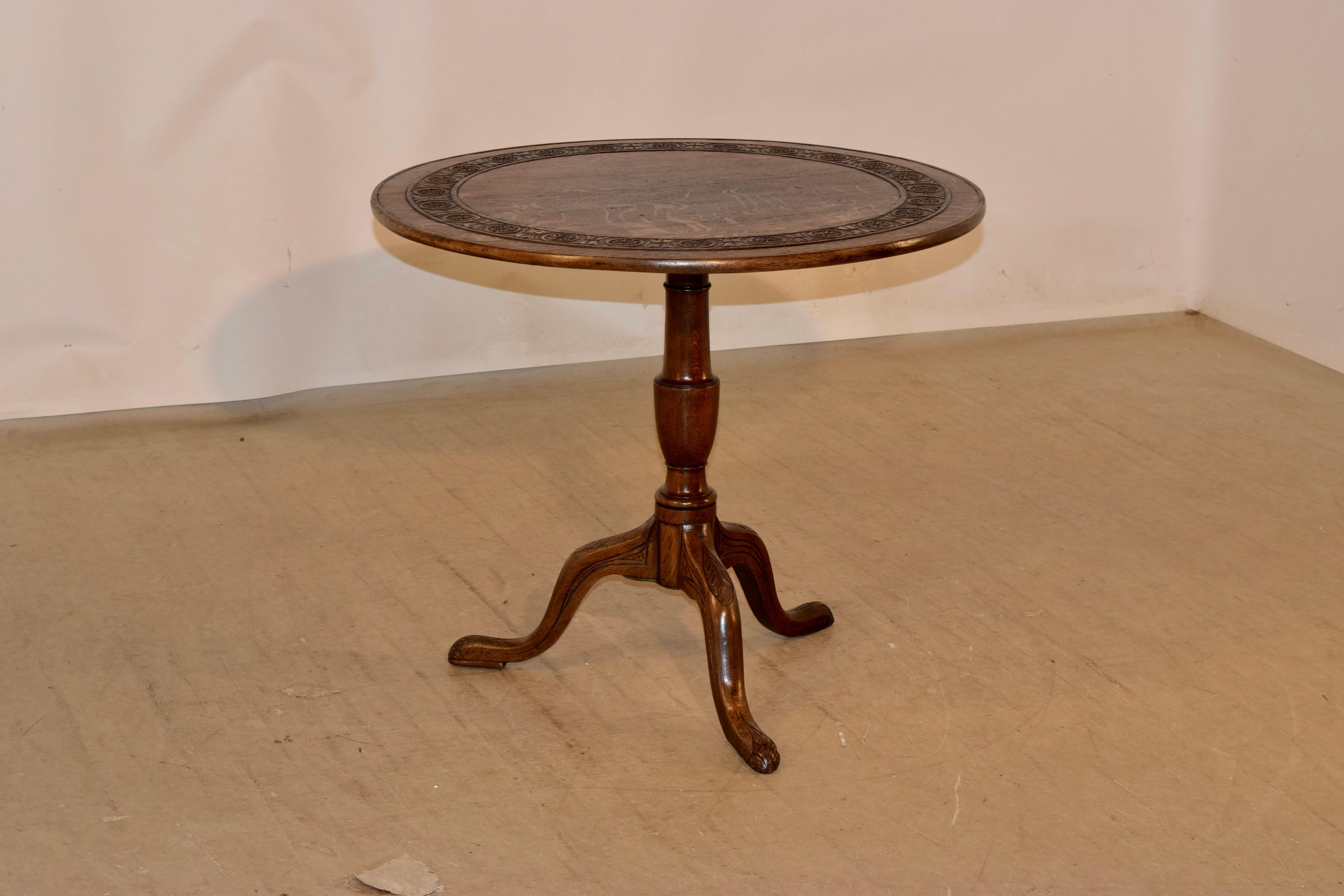 18th Century English Oak Tilt-Top Table In Good Condition For Sale In High Point, NC