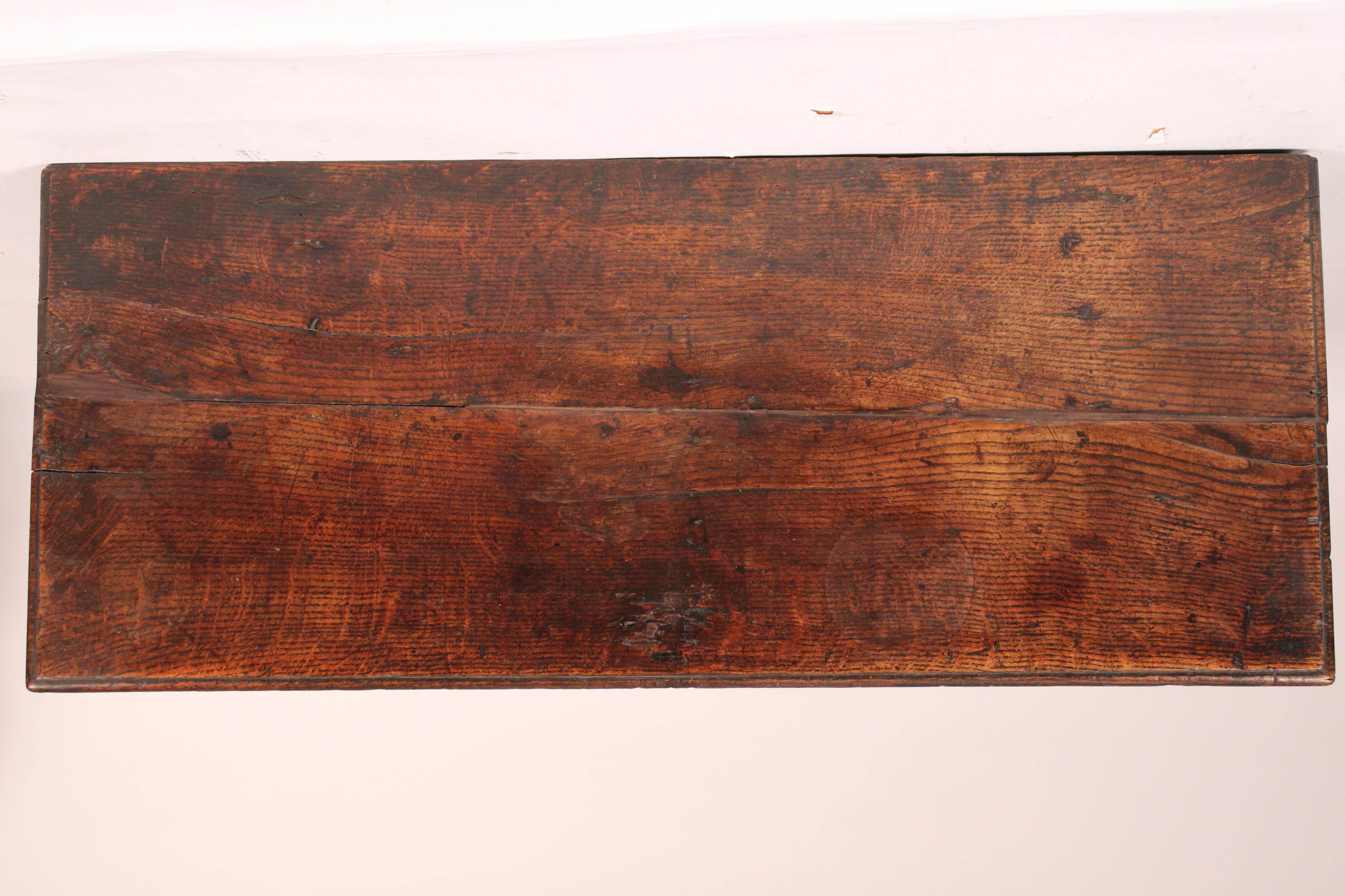 Iron 18th Century English Oak Trunk For Sale