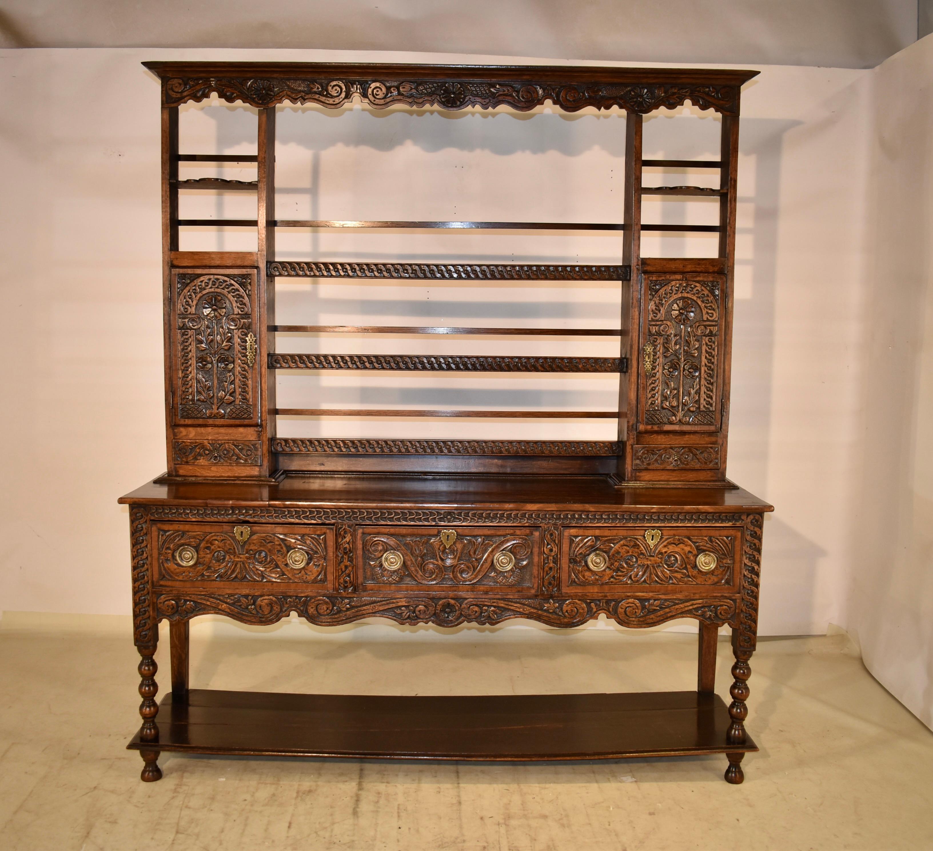 Georgian 18th Century English Oak Welsh Dresser For Sale
