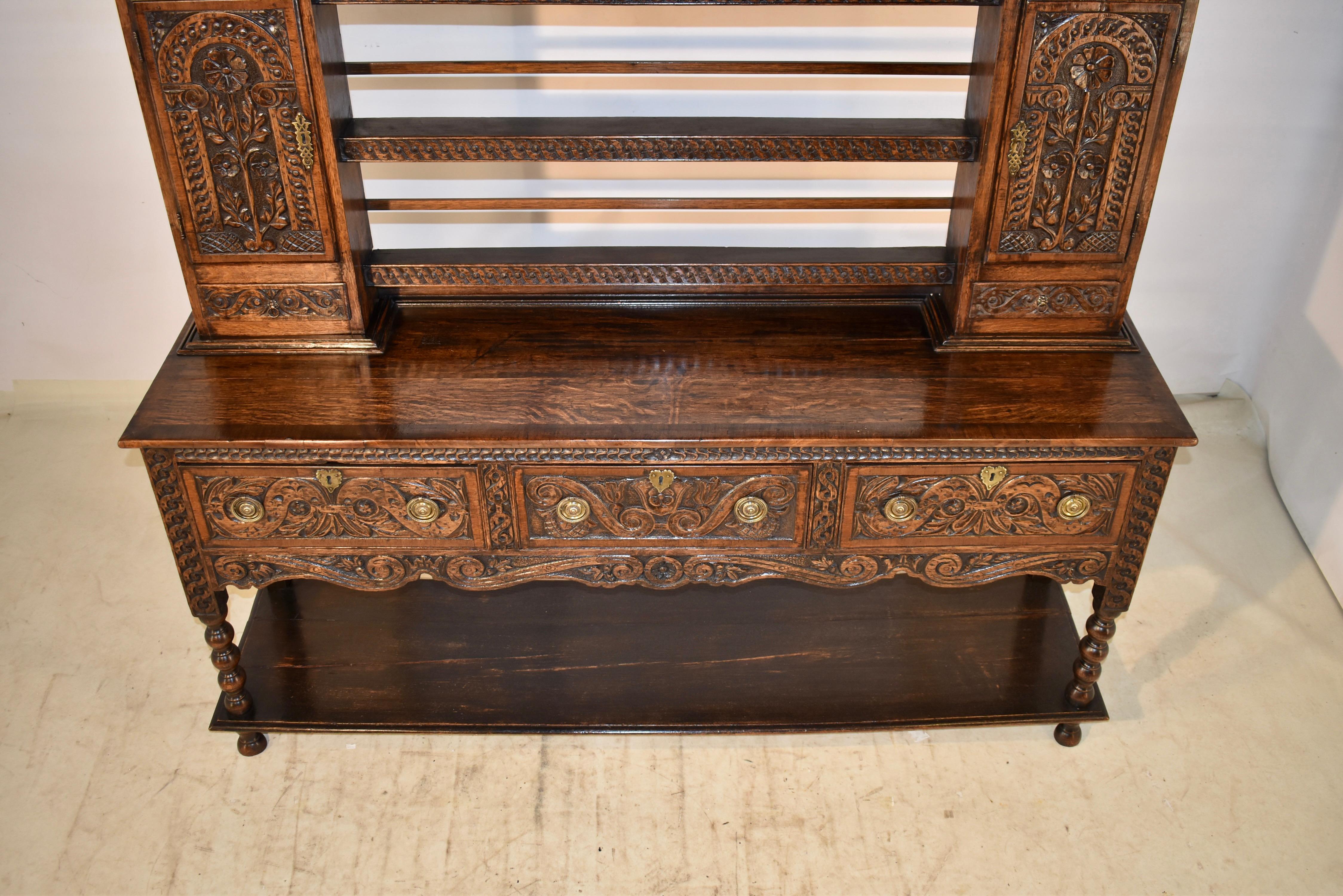 18th Century and Earlier 18th Century English Oak Welsh Dresser For Sale